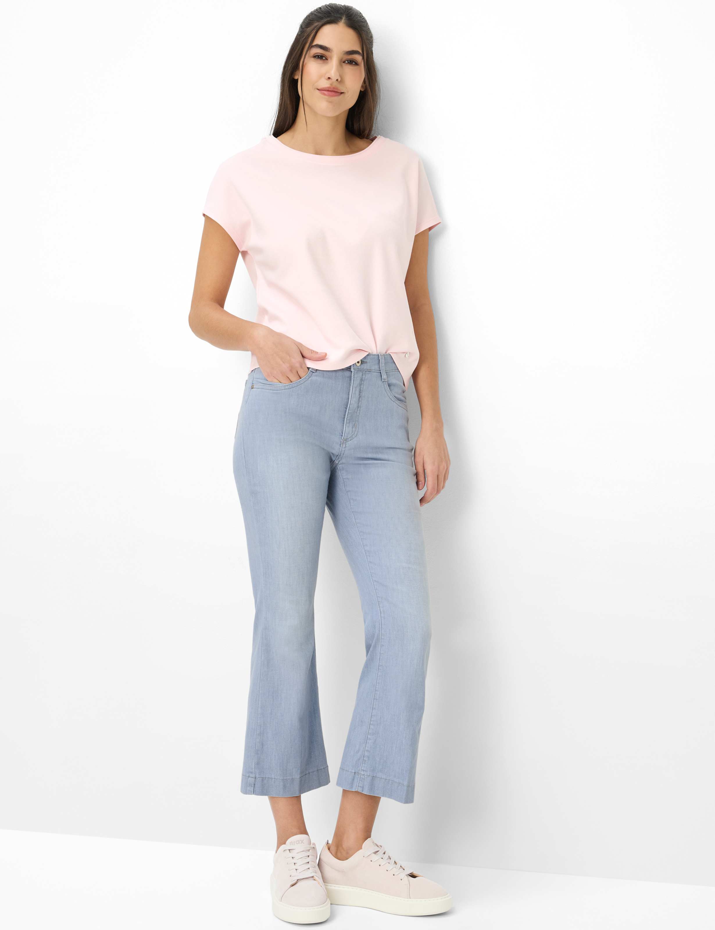 Brax Damen Jeans Used Light Grey