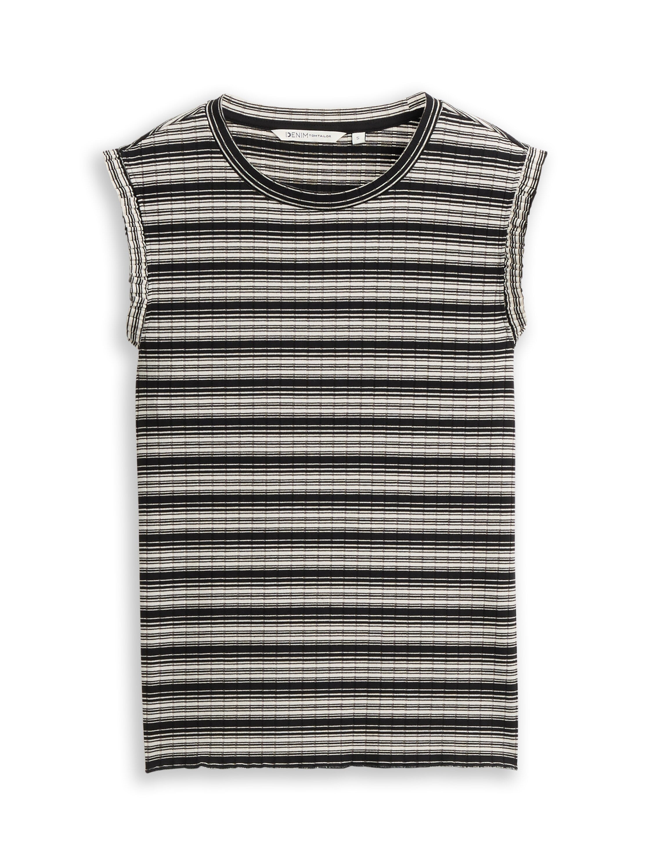 Tom Tailor denim Damen T-Shirts Black White Gra