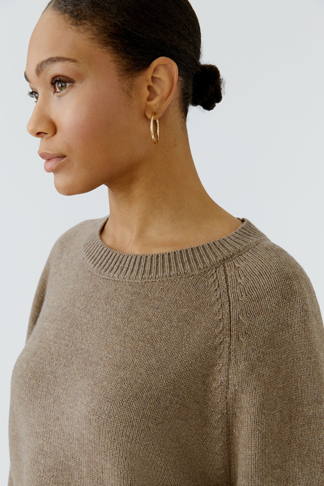 Oui Damen Pullover Taupe Mela