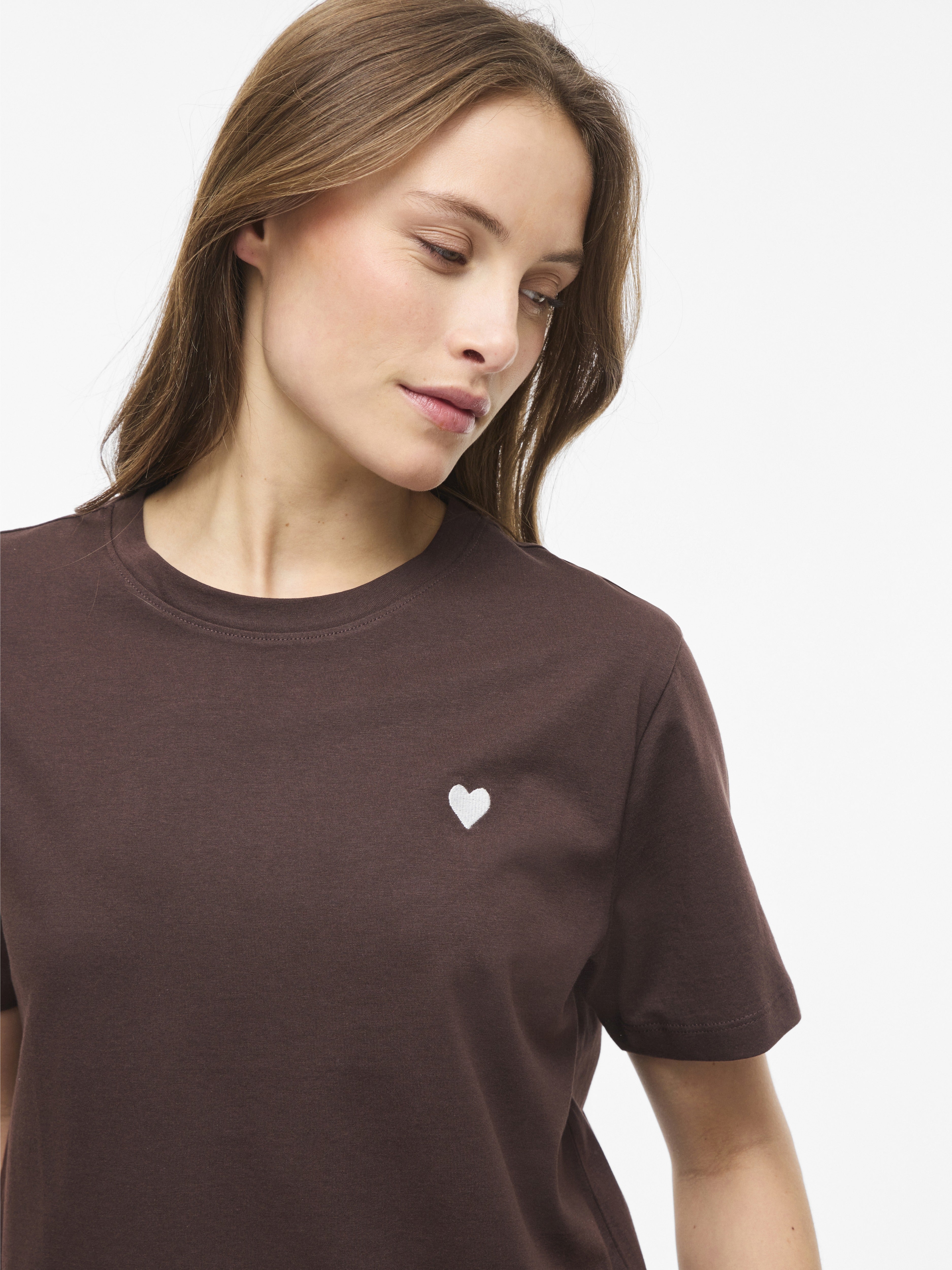 Vila Damen T-Shirts Coffee Bean/Sno