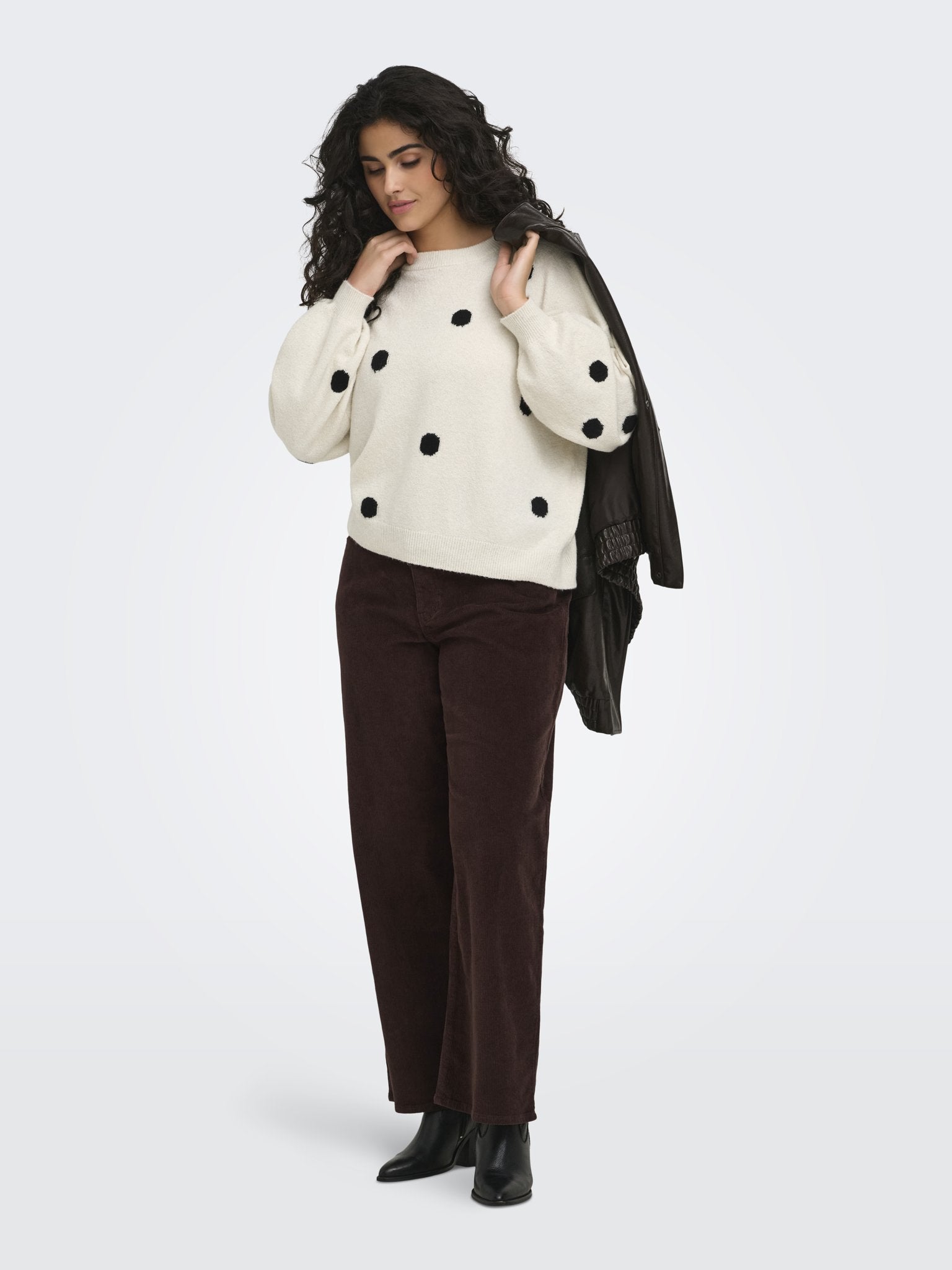 Only Caramkoma Damen Pullover Birch/Black/Mel