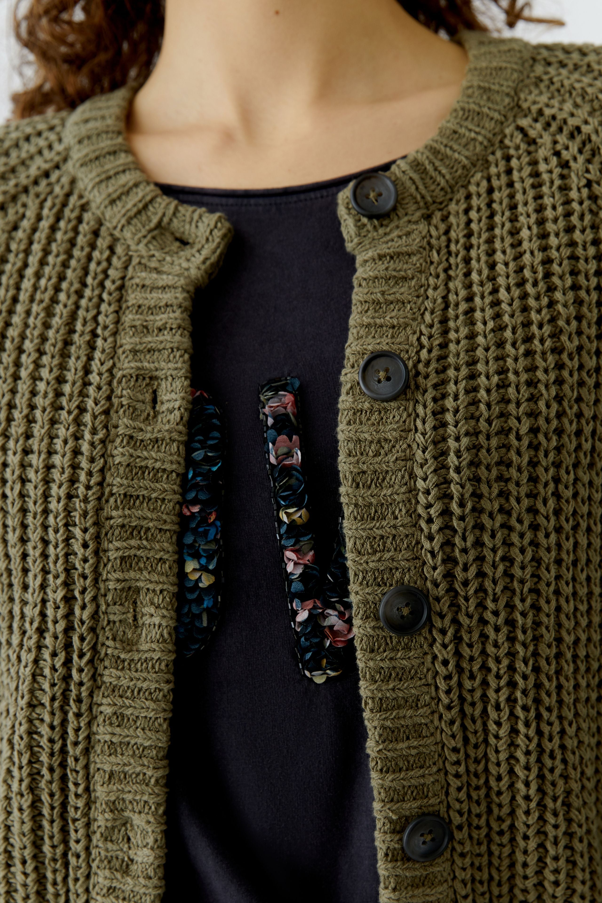 Oui Damen Strickjacken Green Gard