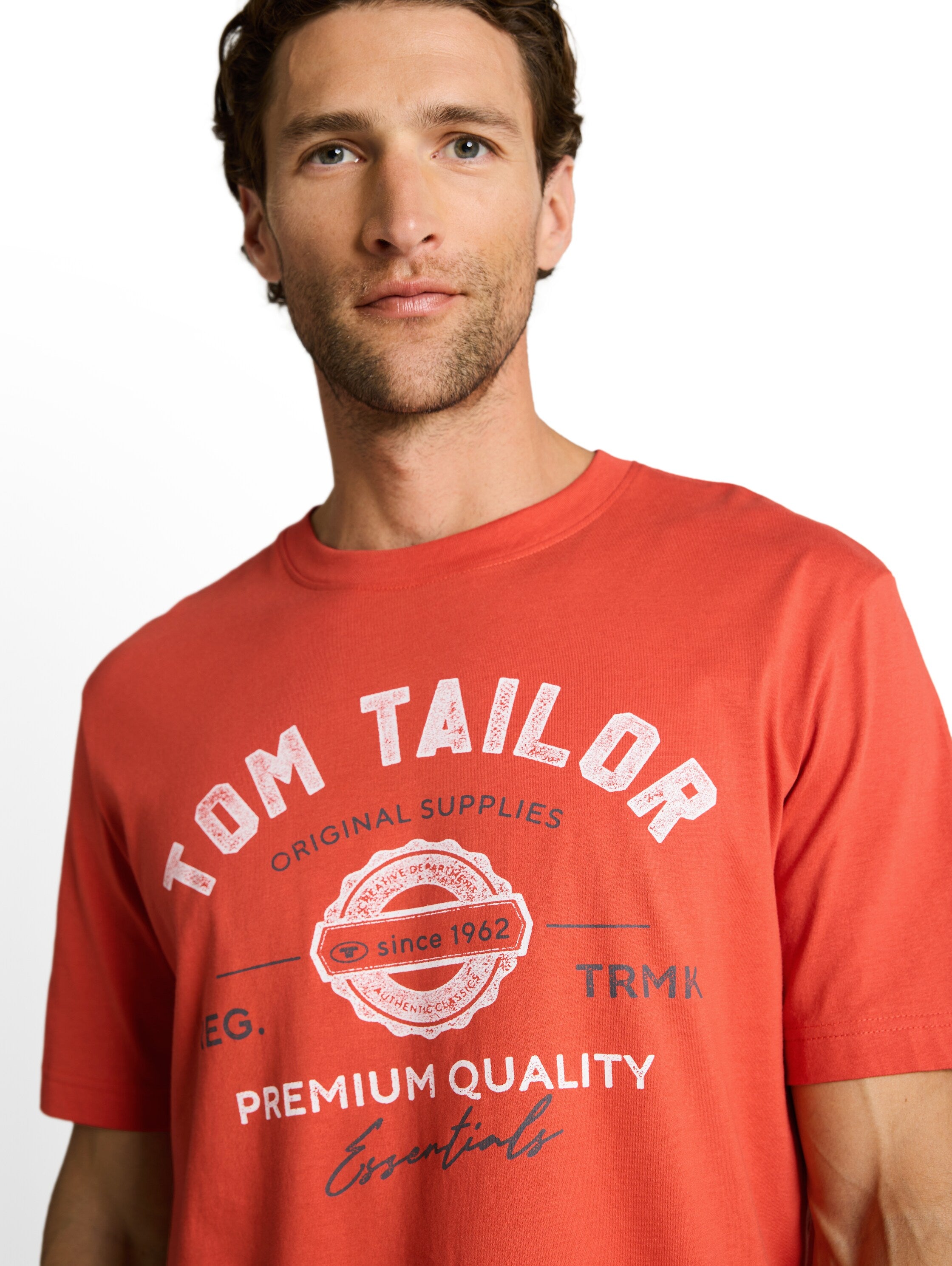 Tom Tailor Herren T-Shirts kurz Chili Orange