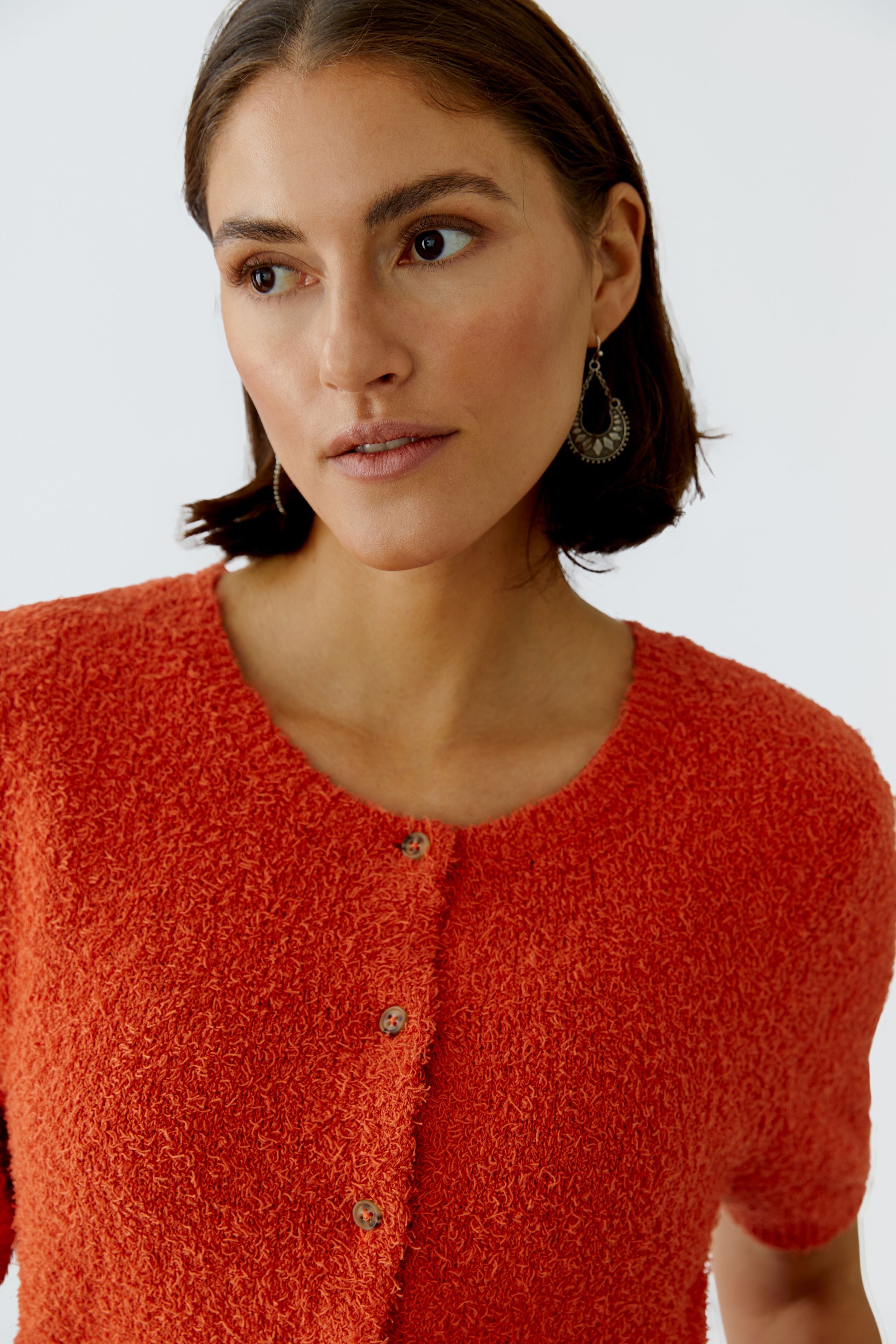 Oui Damen Strickjacken Burnt Tang