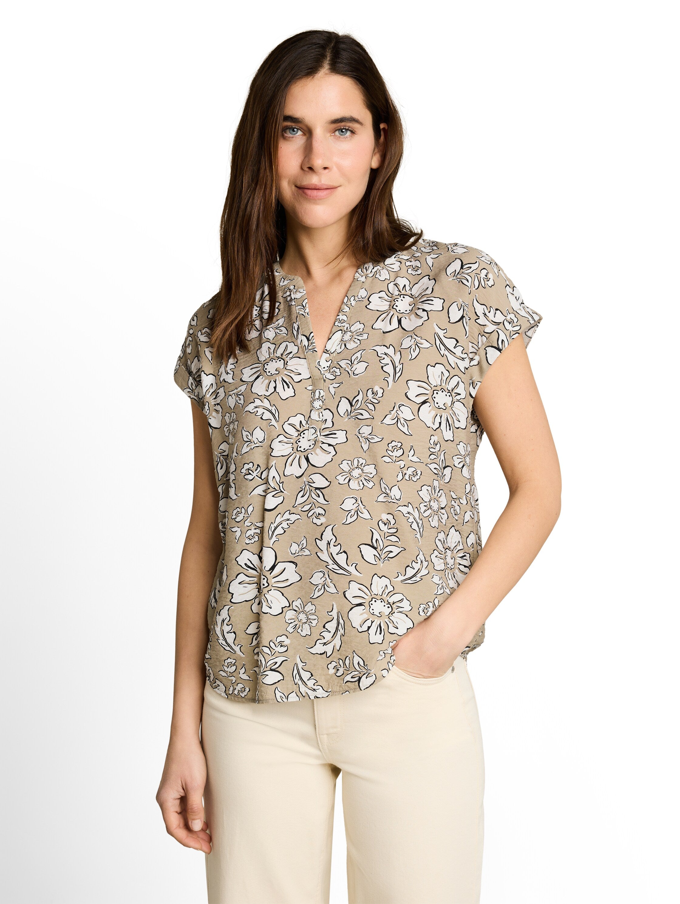 Tom Tailor Damen Blusen Olive Big Flowe