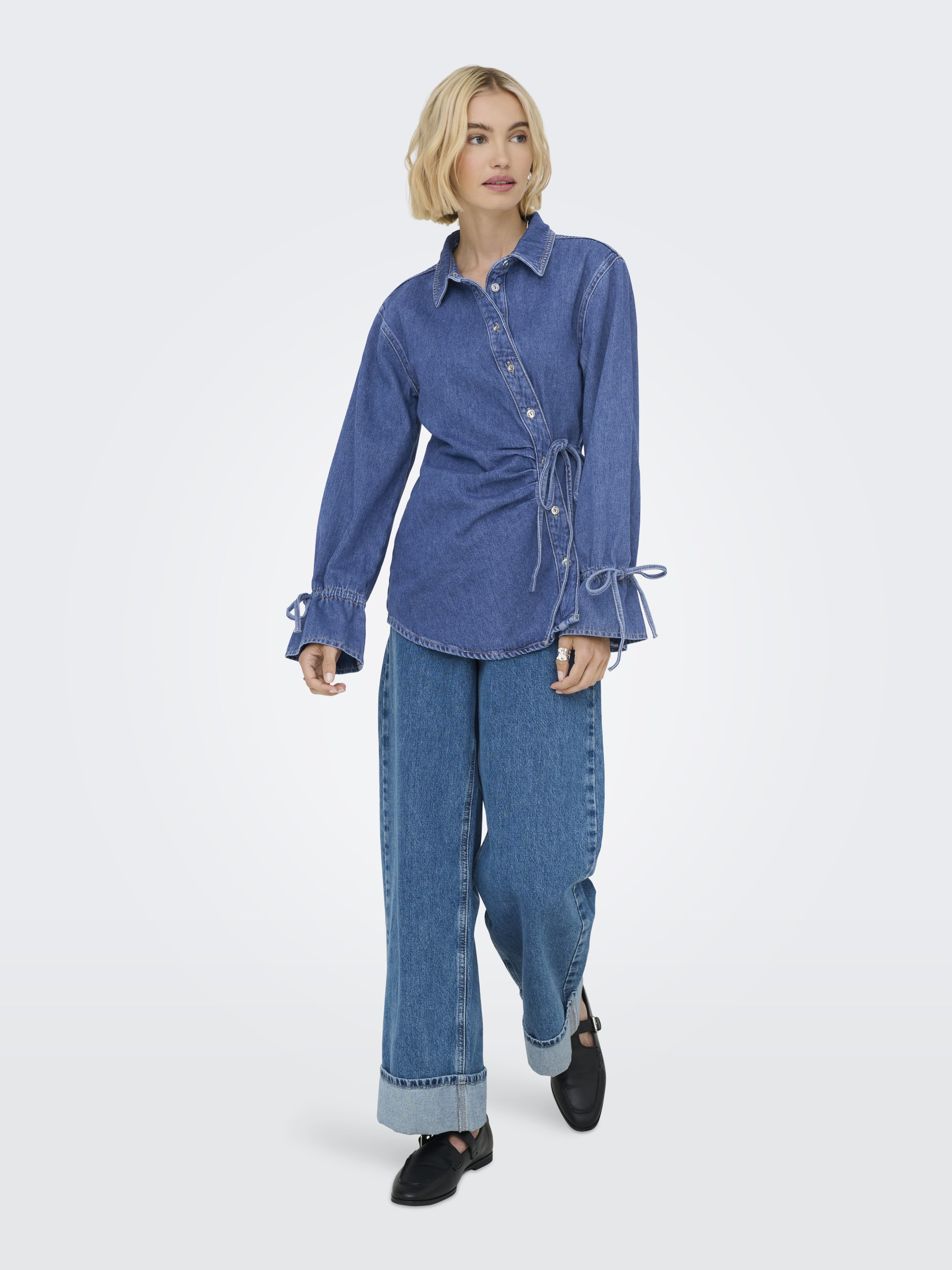 Only Damen Blusen Medium Blue Den