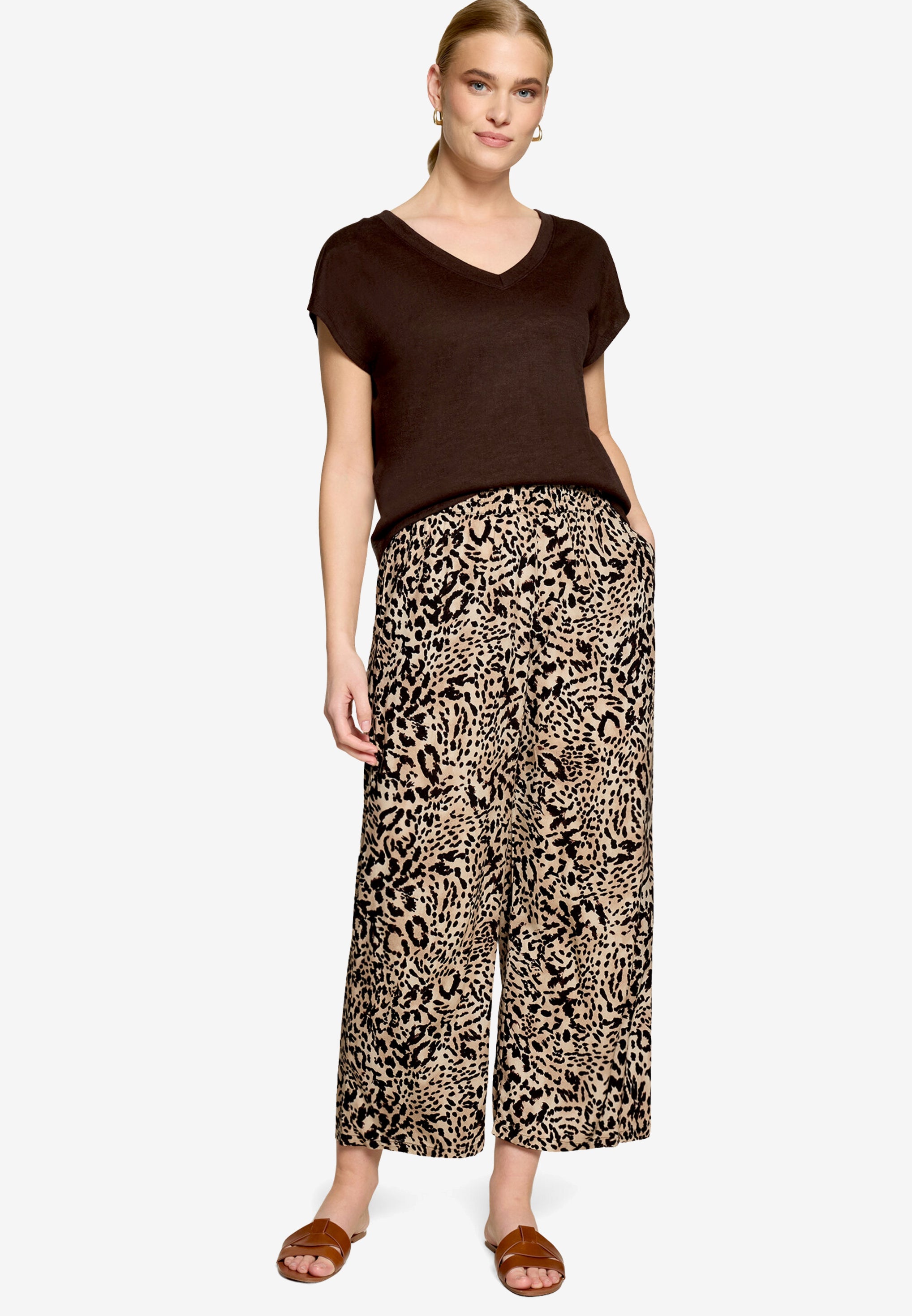 Zero Damen Hosen Beige/Brown