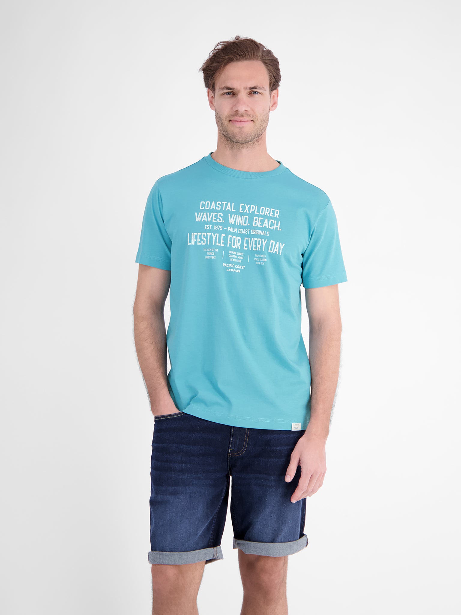 Lerros Herren T-Shirts kurz Reef Blue