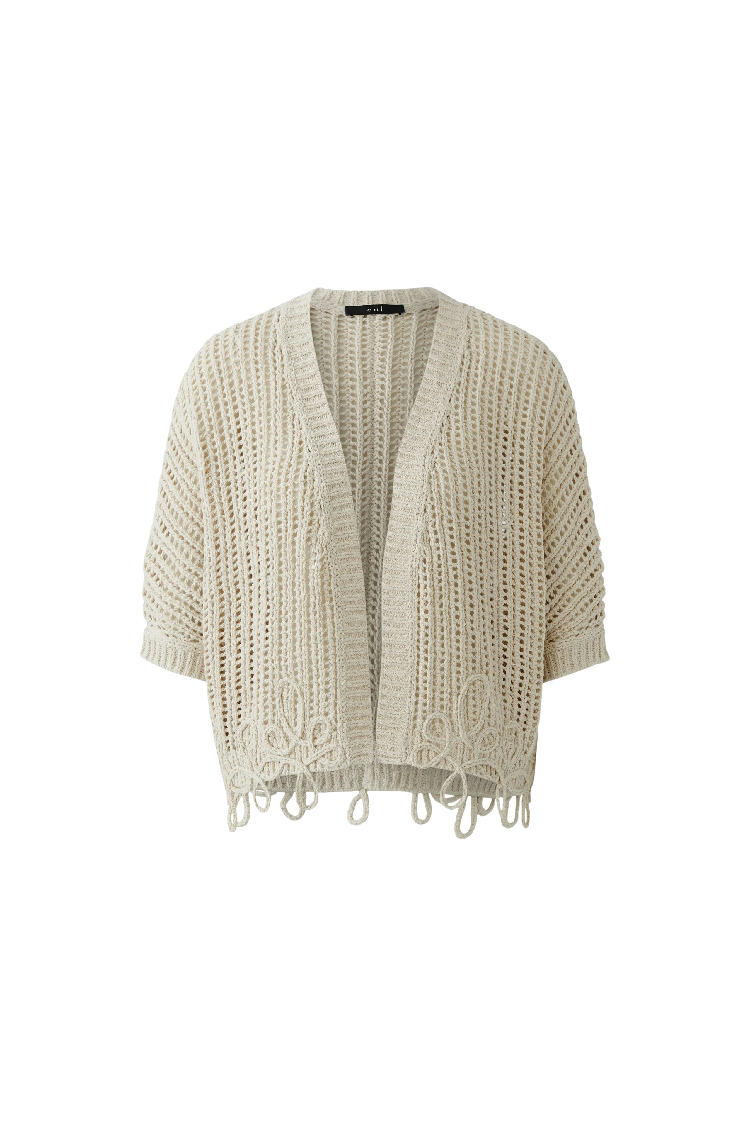 Oui Damen Strickjacken Biscuit