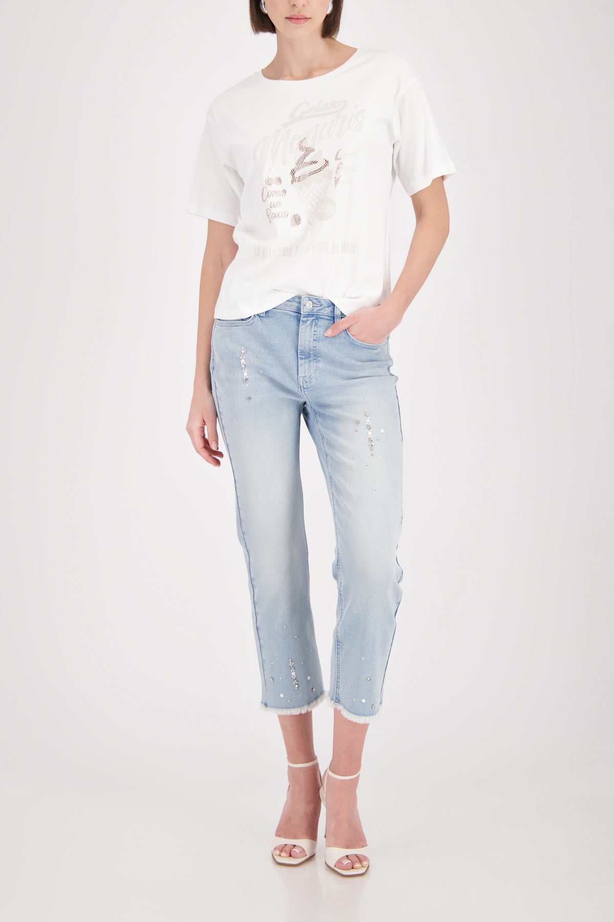 Monari Damen T-Shirts  Cream