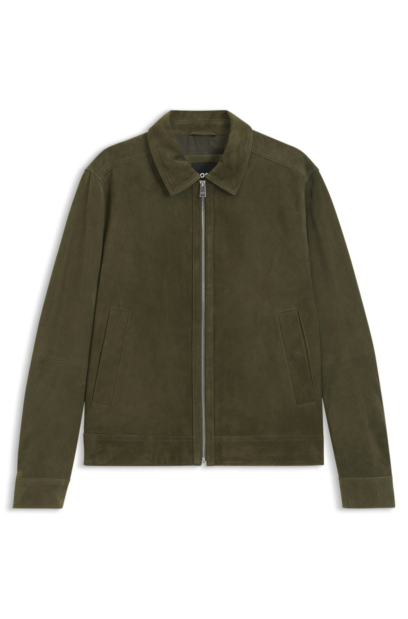 Boss Herren Lederjacken  Open Green