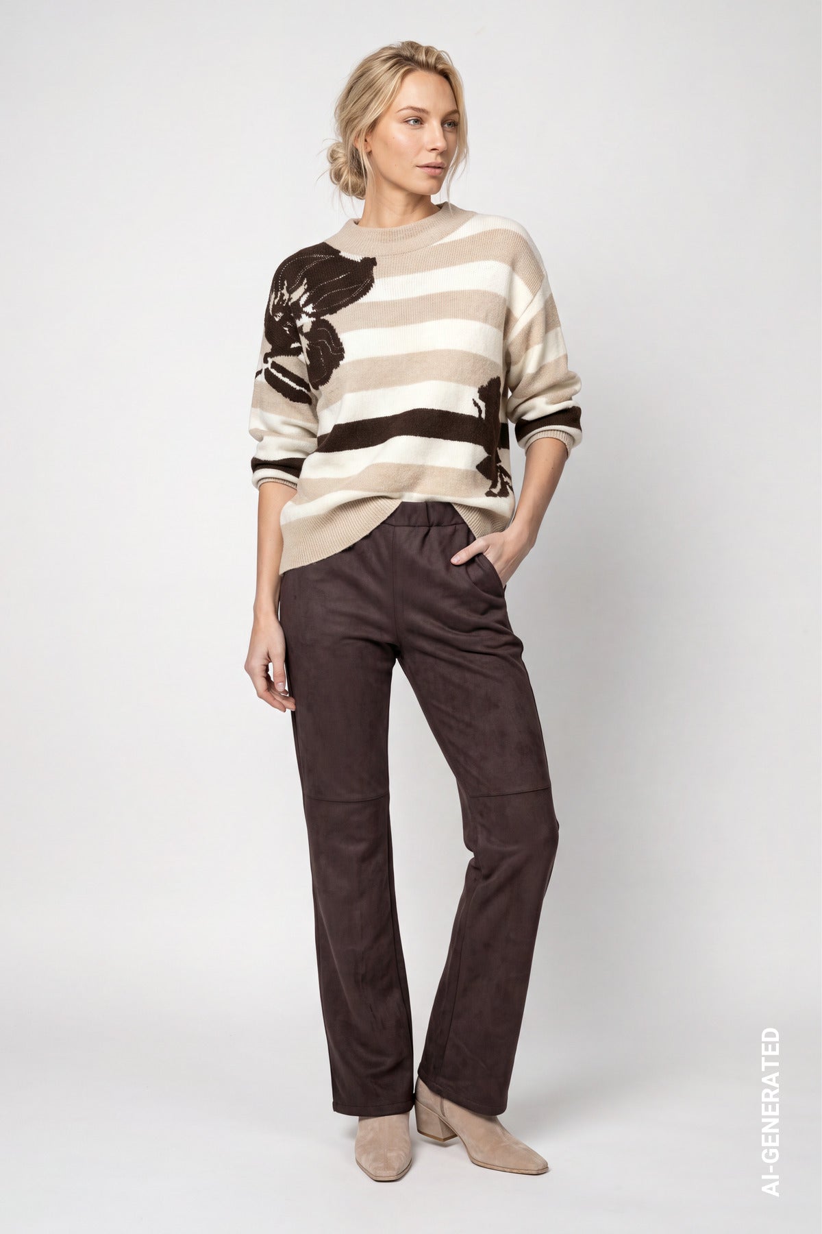 Monari Damen Hosen  Black Coffe