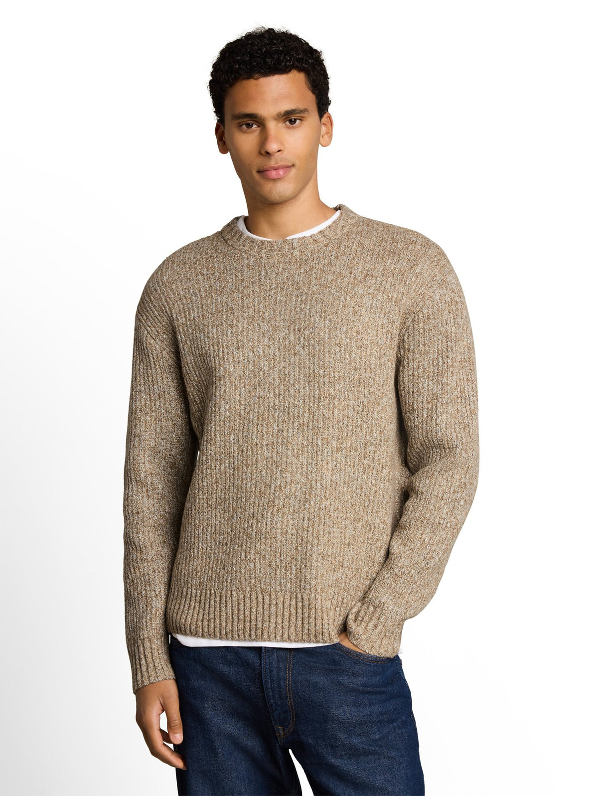 Tom Tailor denim Herren Pullover White Brown Kni