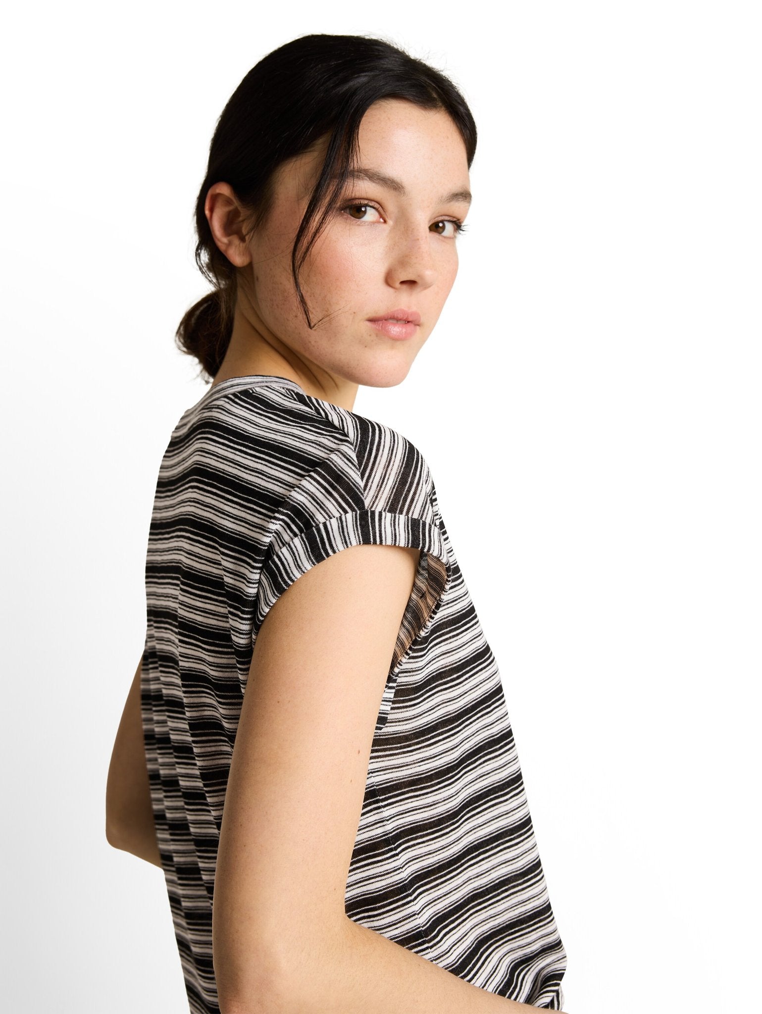 Tom Tailor denim Damen T-Shirts Black White Gra