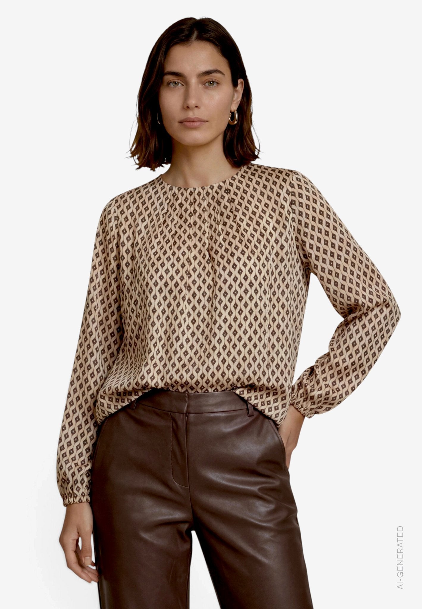 Zero Damen Blusen Cream/Brown