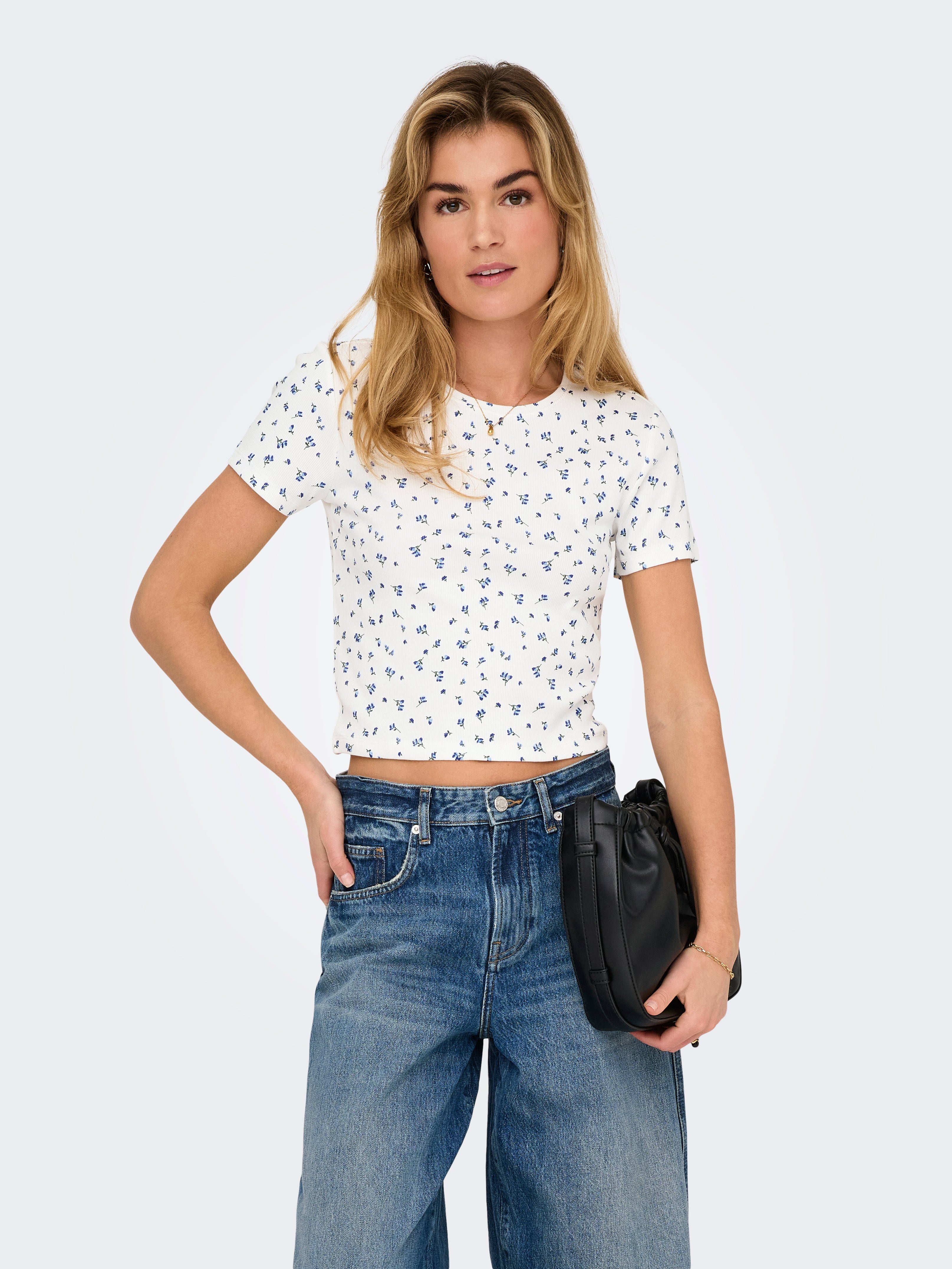 only Damen T-Shirts Cloud Dancer/Bl
