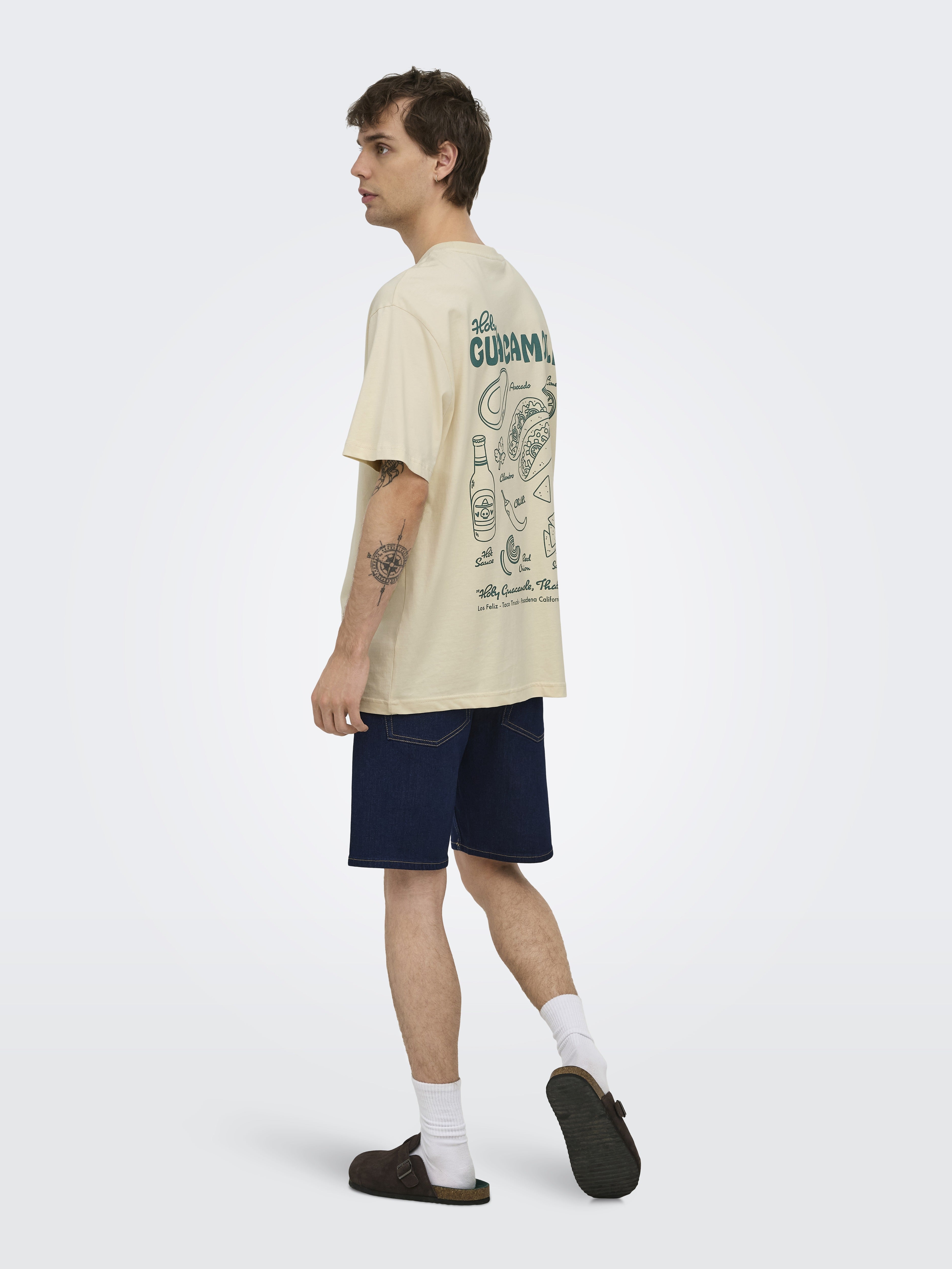 Only & Sons Herren T-Shirts kurz Antique White/G