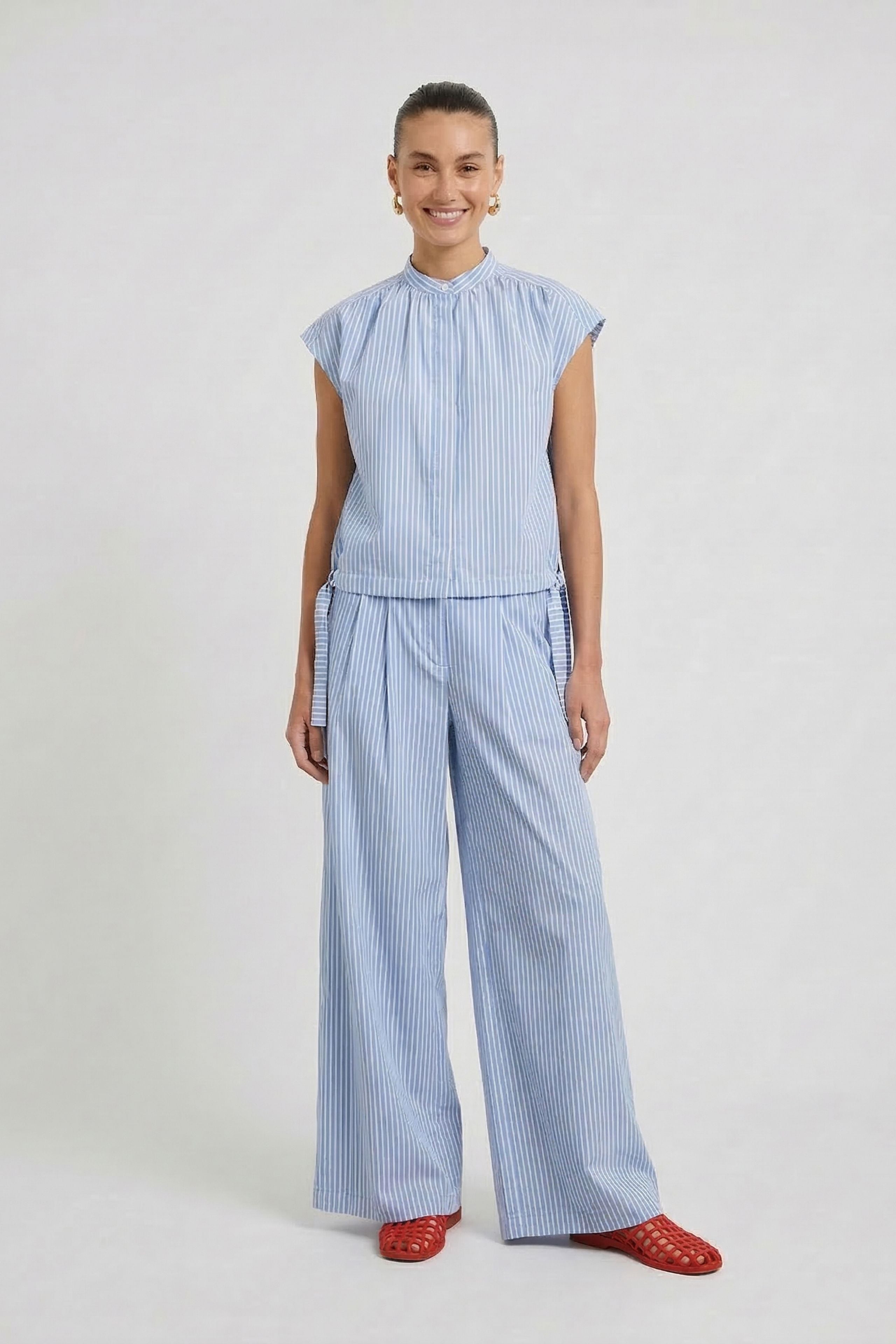 Oui Damen Blusen Lt Blue Wh
