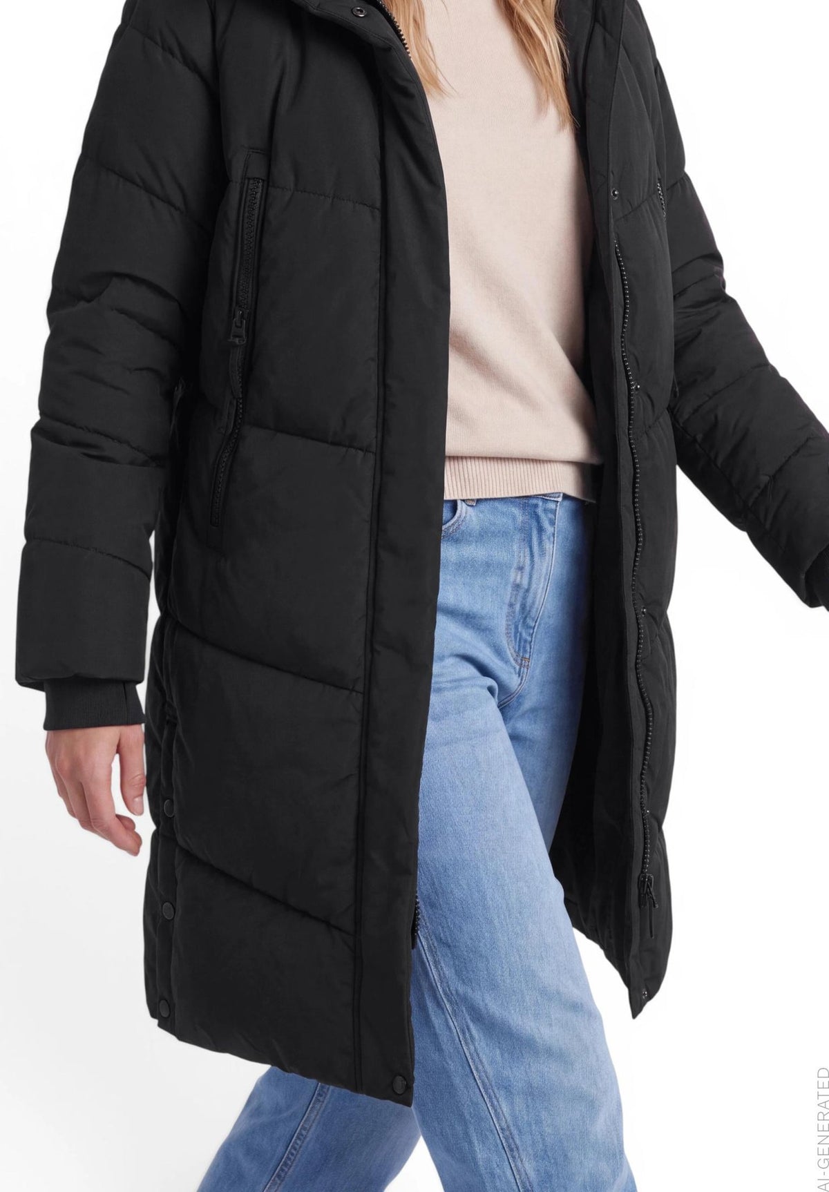 Amber & June Damen Mantel  Jet Black
