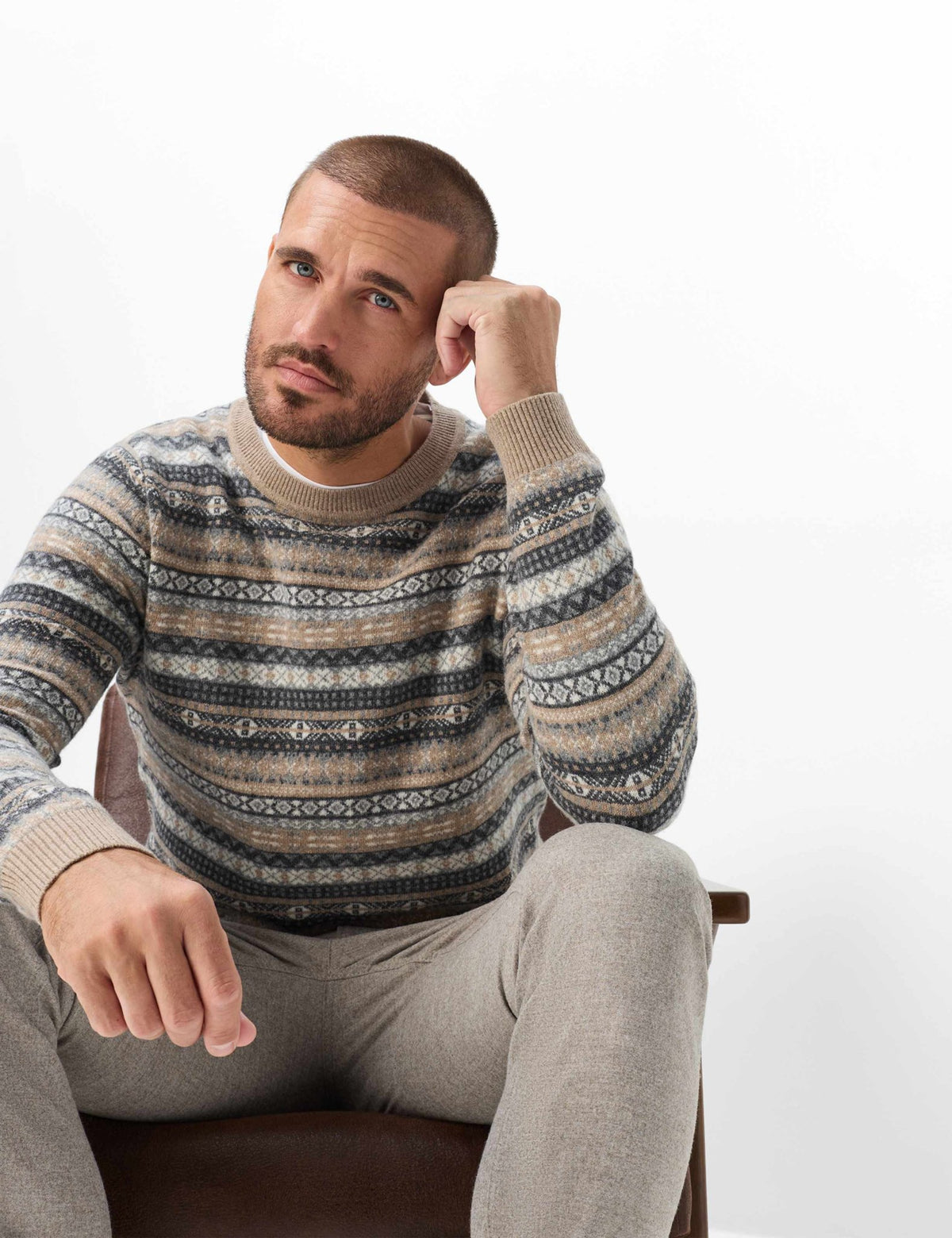 Brax Herren Pullover  Cappucino