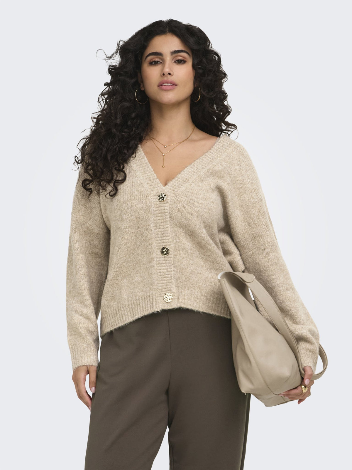 Only Carmakoma Damen Strickjacken Woodsmoke/W.Mel