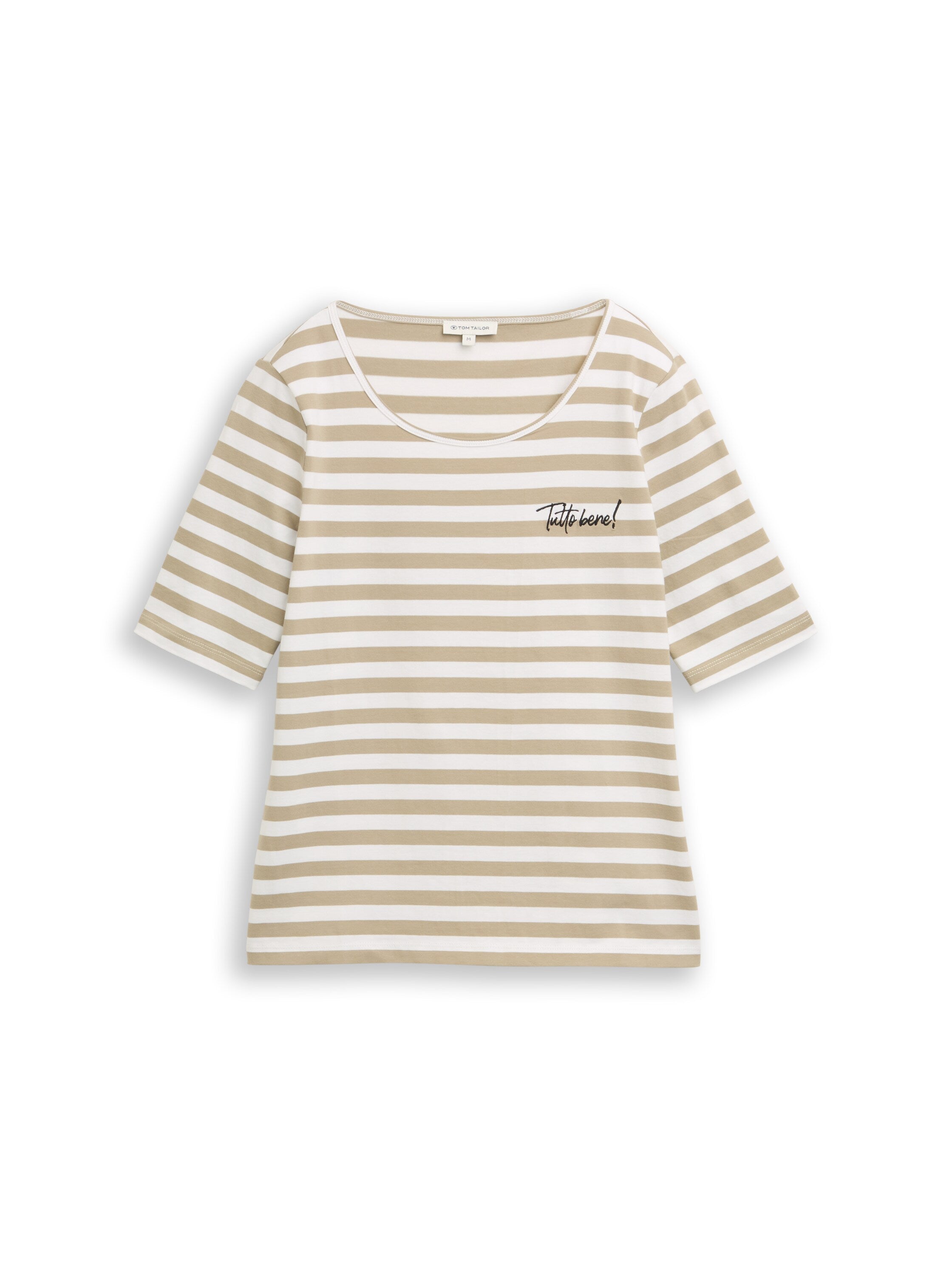 Tom Tailor Damen T-Shirts Olive White Str