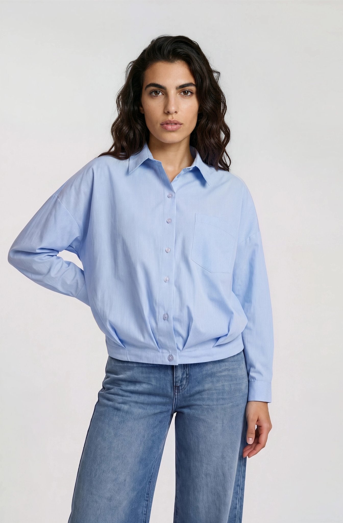 Milano Damen Blusen Light Blue Prin