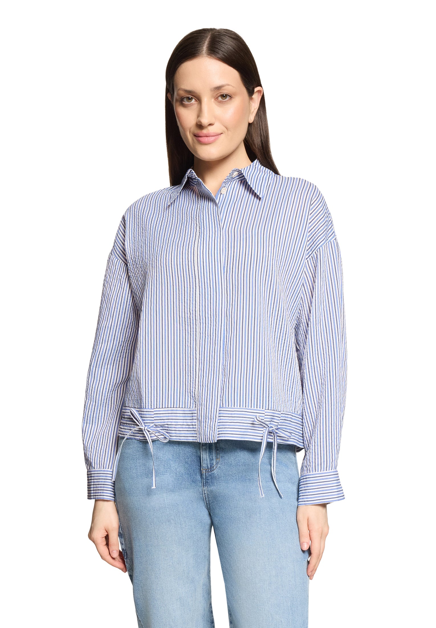 Cartoon Damen Blusen Blue/White