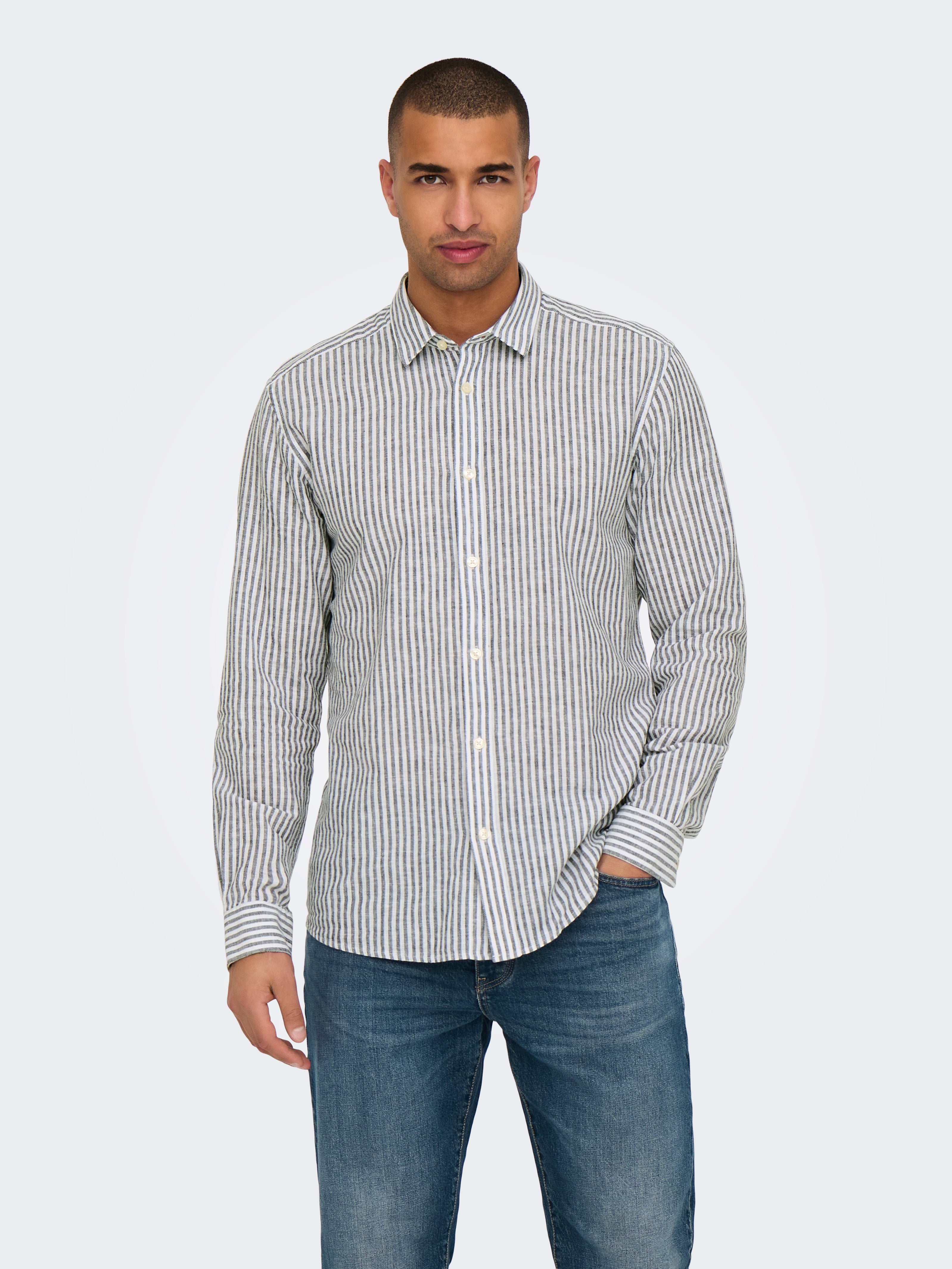 Only & Sons Herren Hemden lang Dark Navy