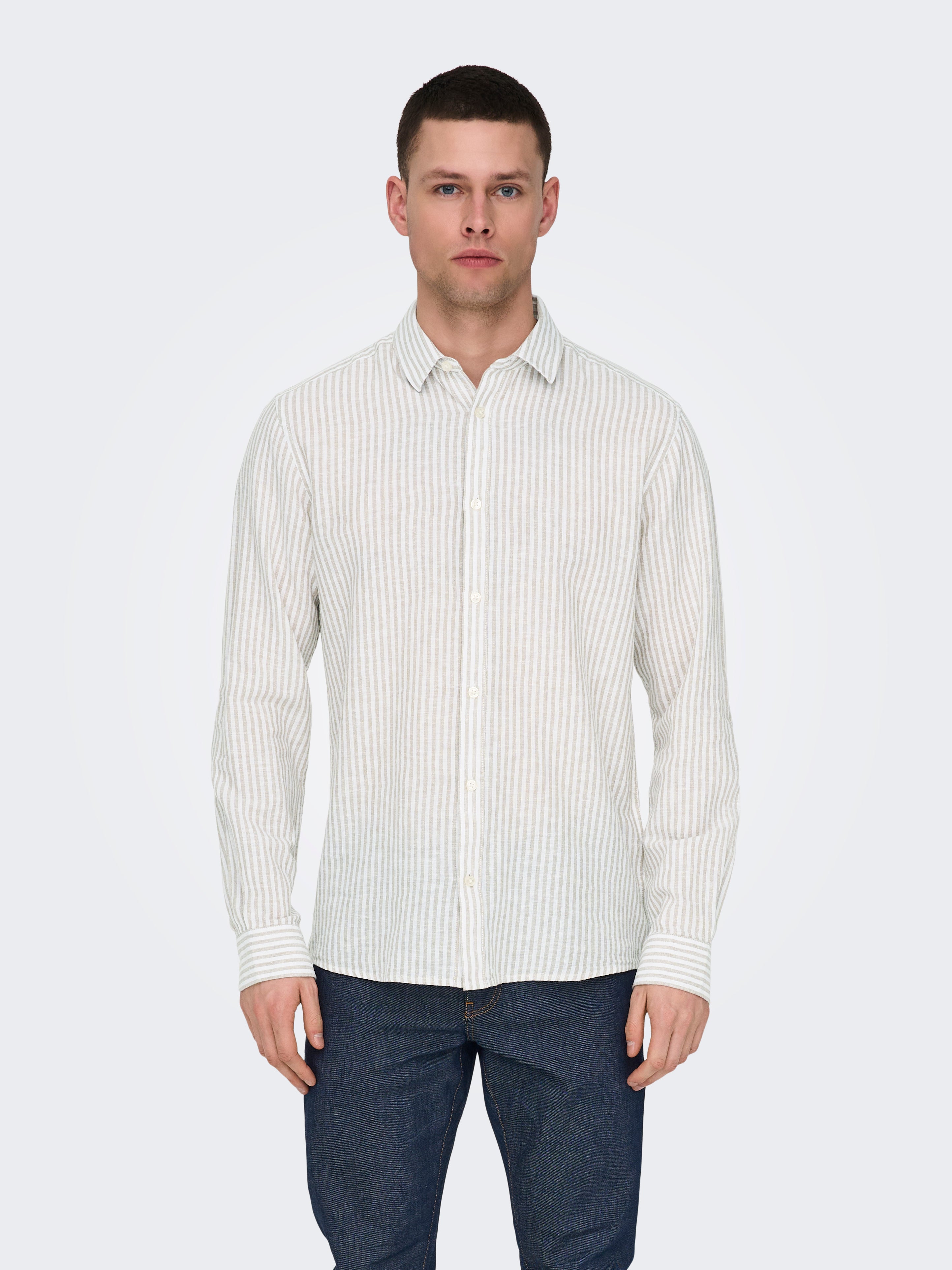 Only & Sons Herren Hemden lang Chinchilla