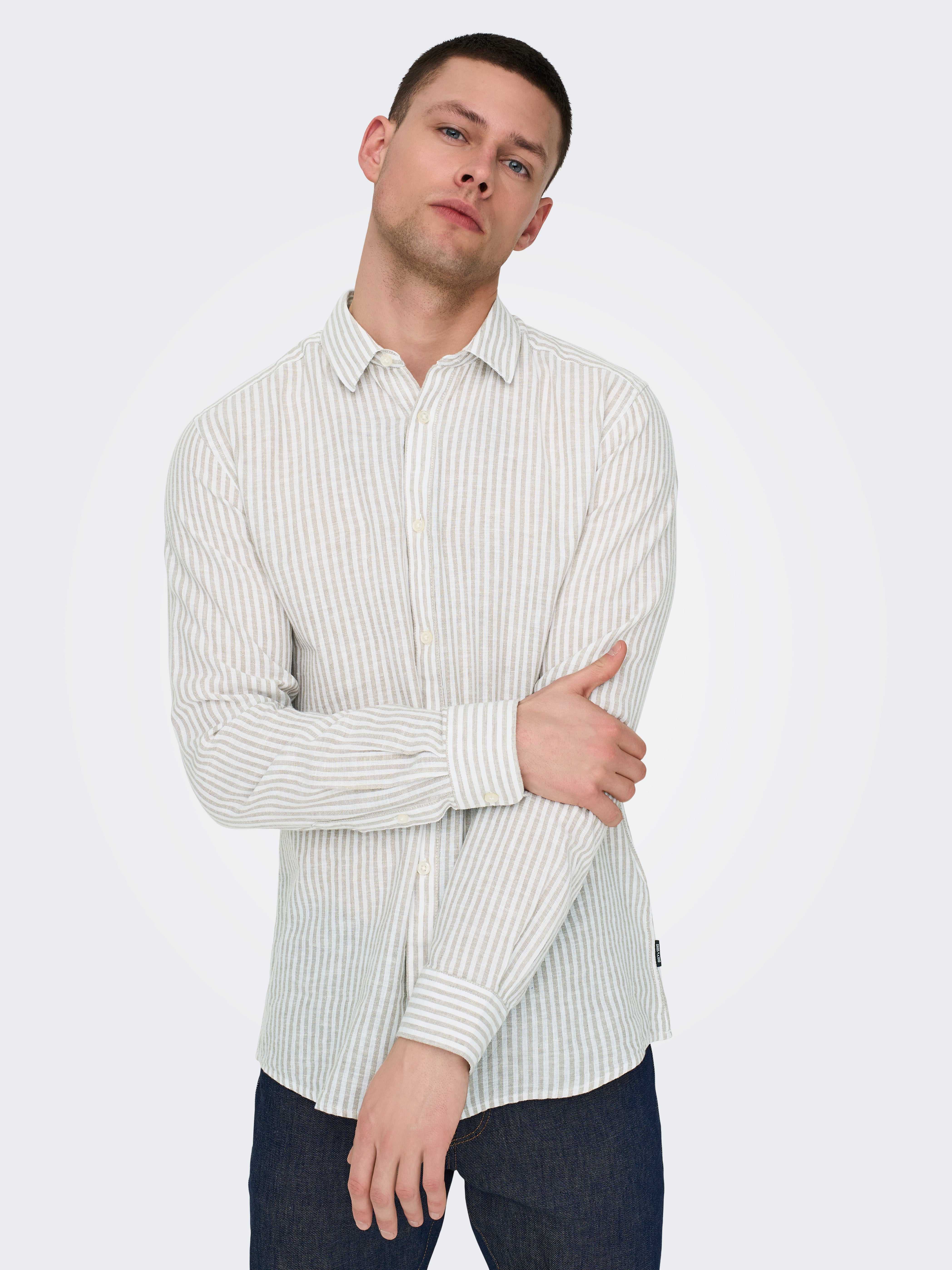 Only & Sons Herren Hemden lang Chinchilla