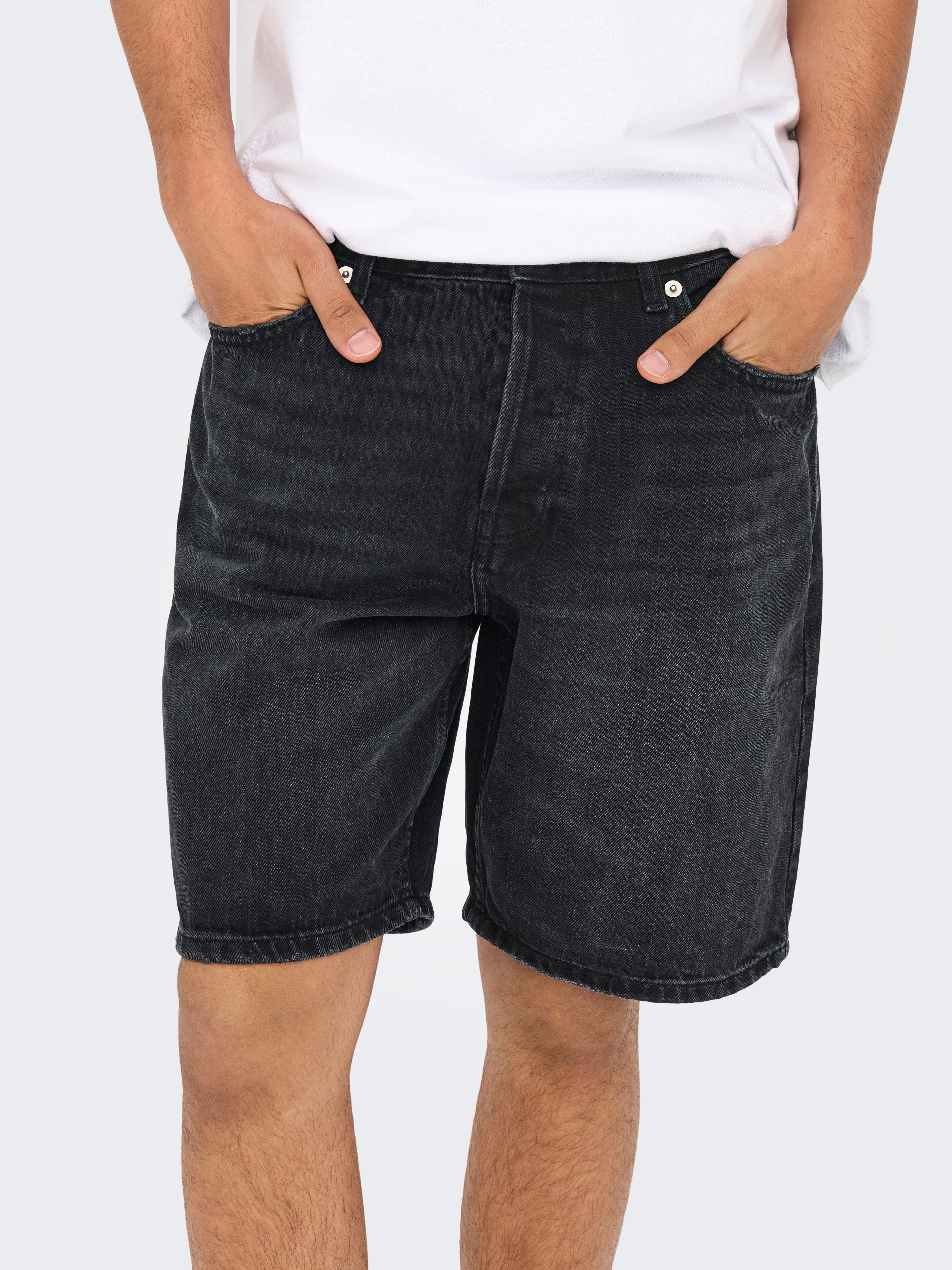 Only & Sons Herren Shorts Black Denim