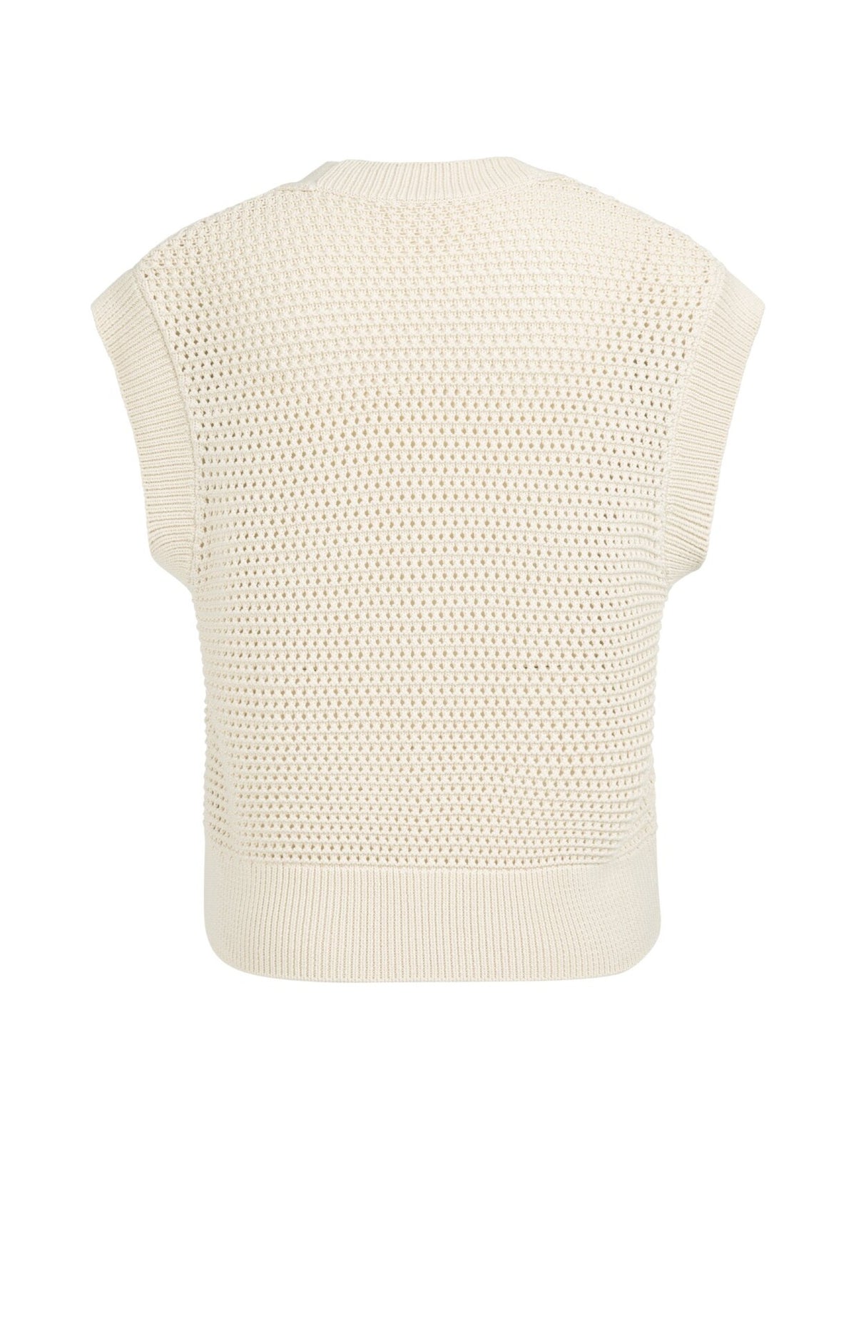Ärmellose Strickjacke aus Netzstrick mit Reißverschluss