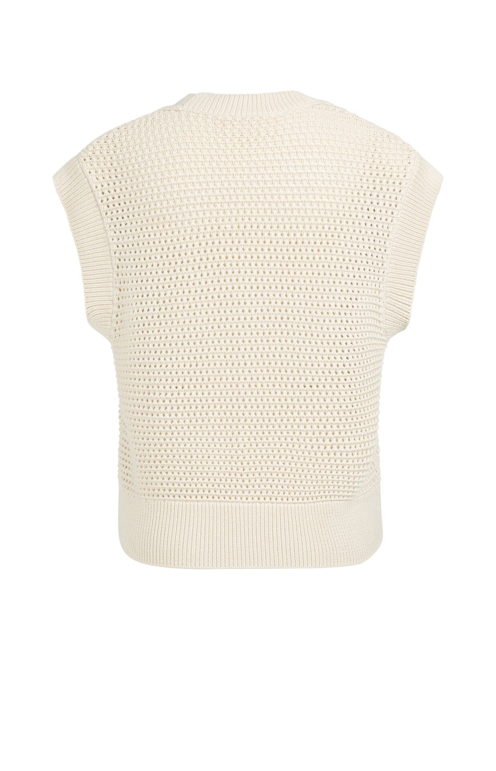 Ärmellose Strickjacke aus Netzstrick mit Reißverschluss