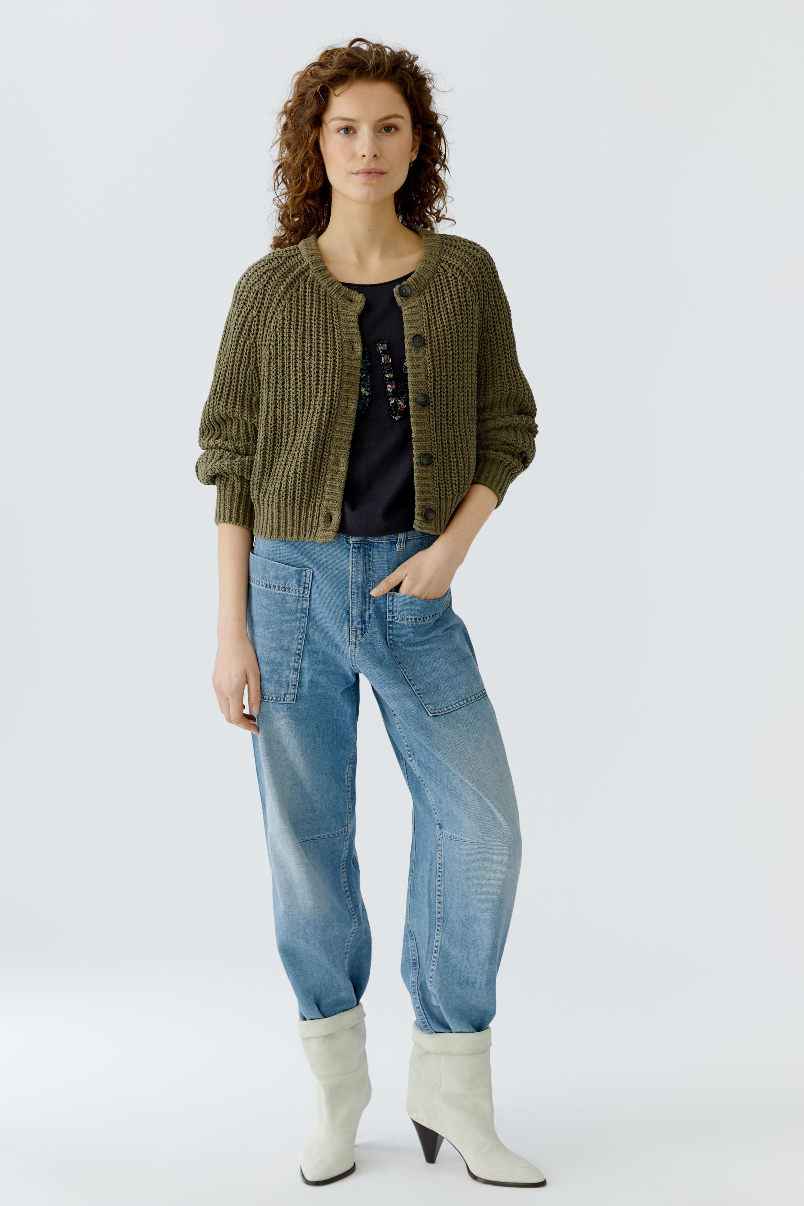 Oui Damen Strickjacken Green Gard