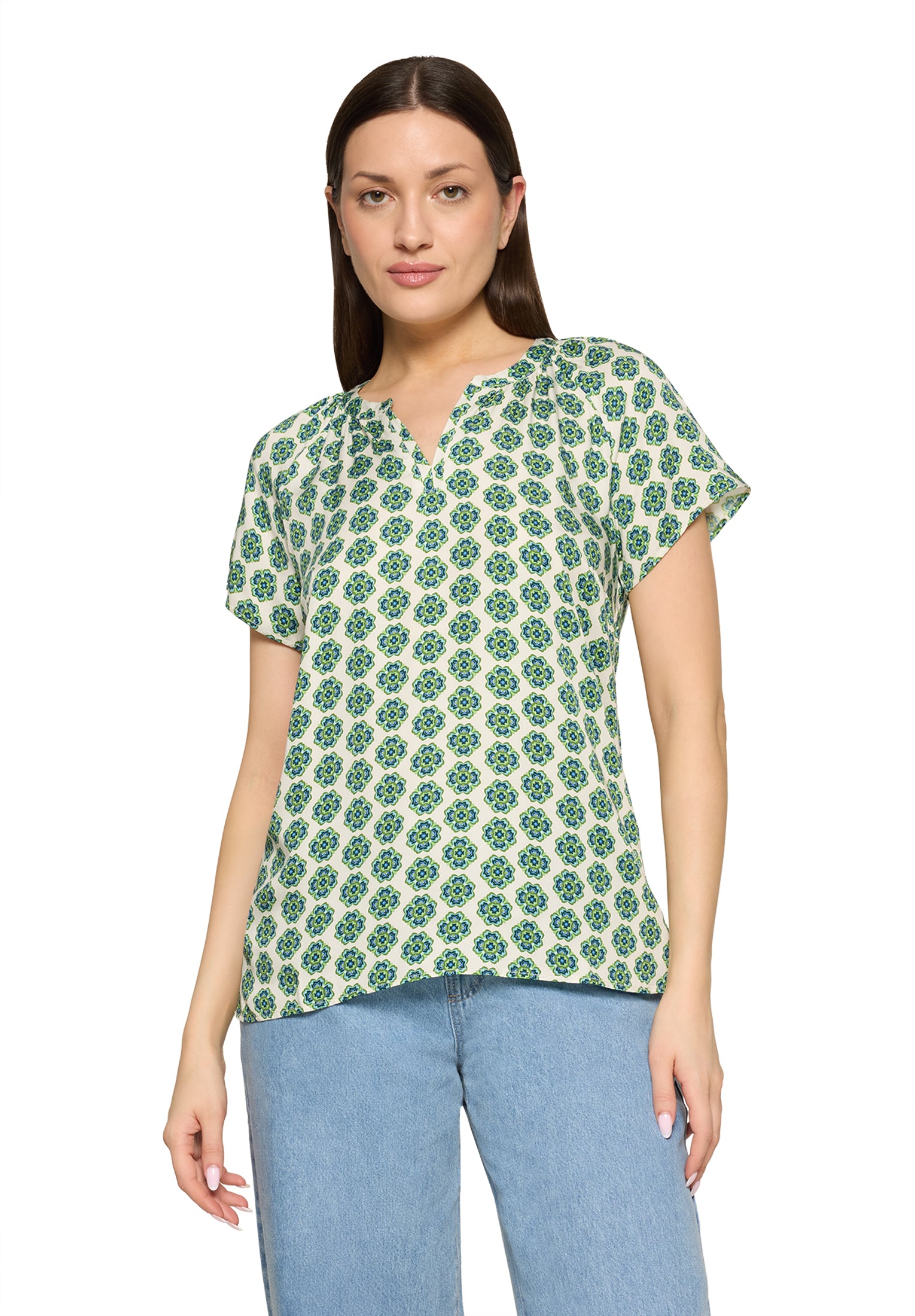Cartoon Damen Blusen Green/Blue