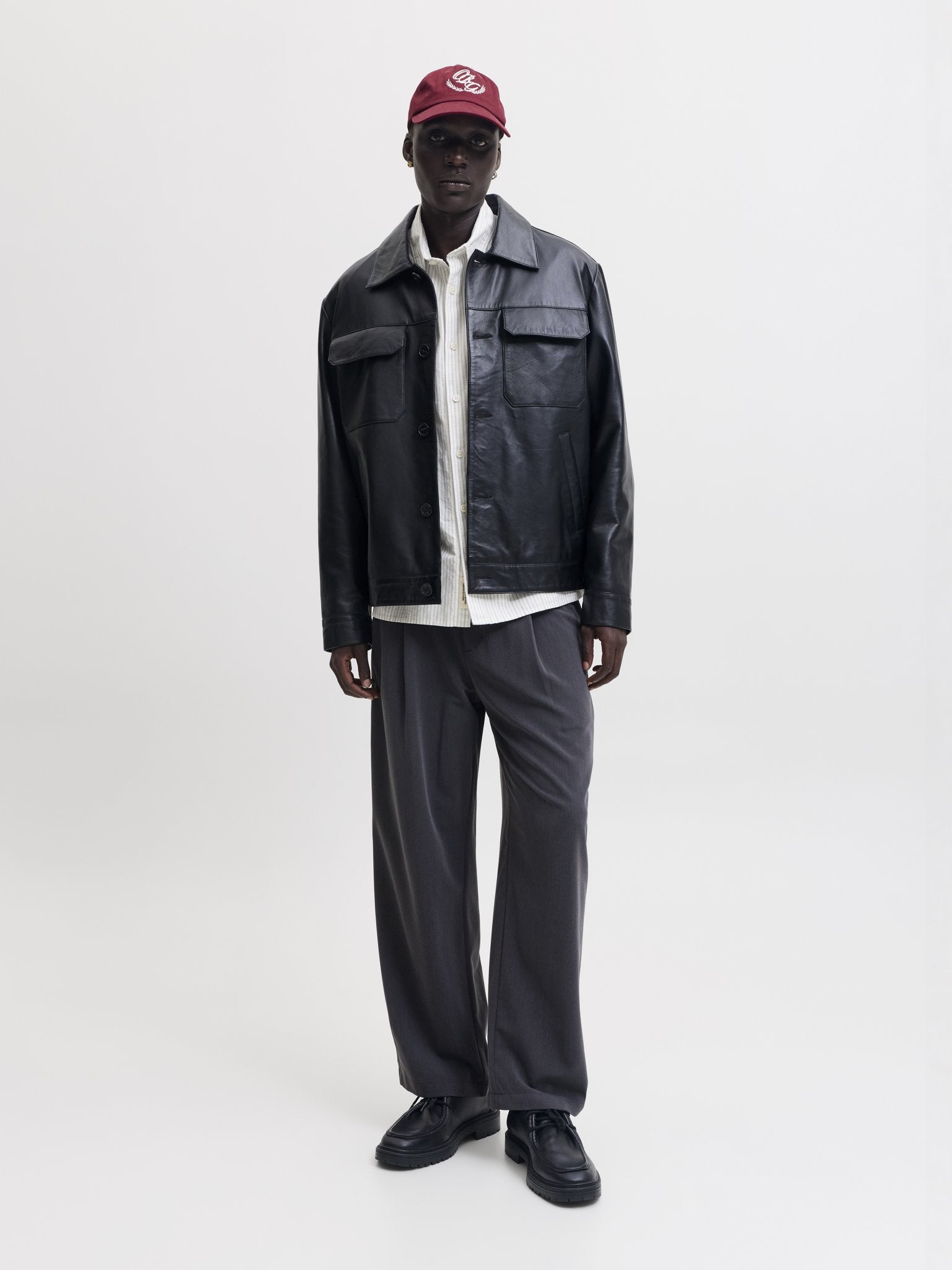 Jack & Jones Herren Hemden lang Snow White/Stri