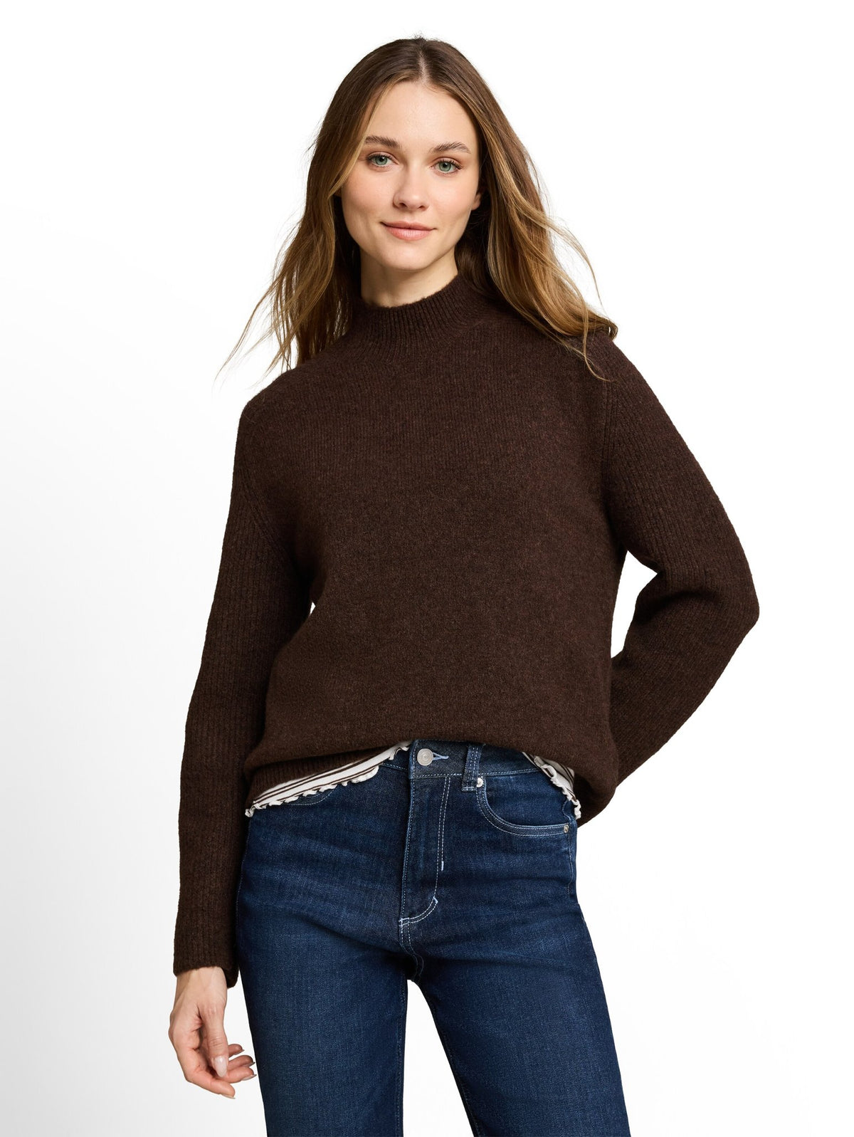 Tom Tailor denim Damen Pullover Cool Dark Brown