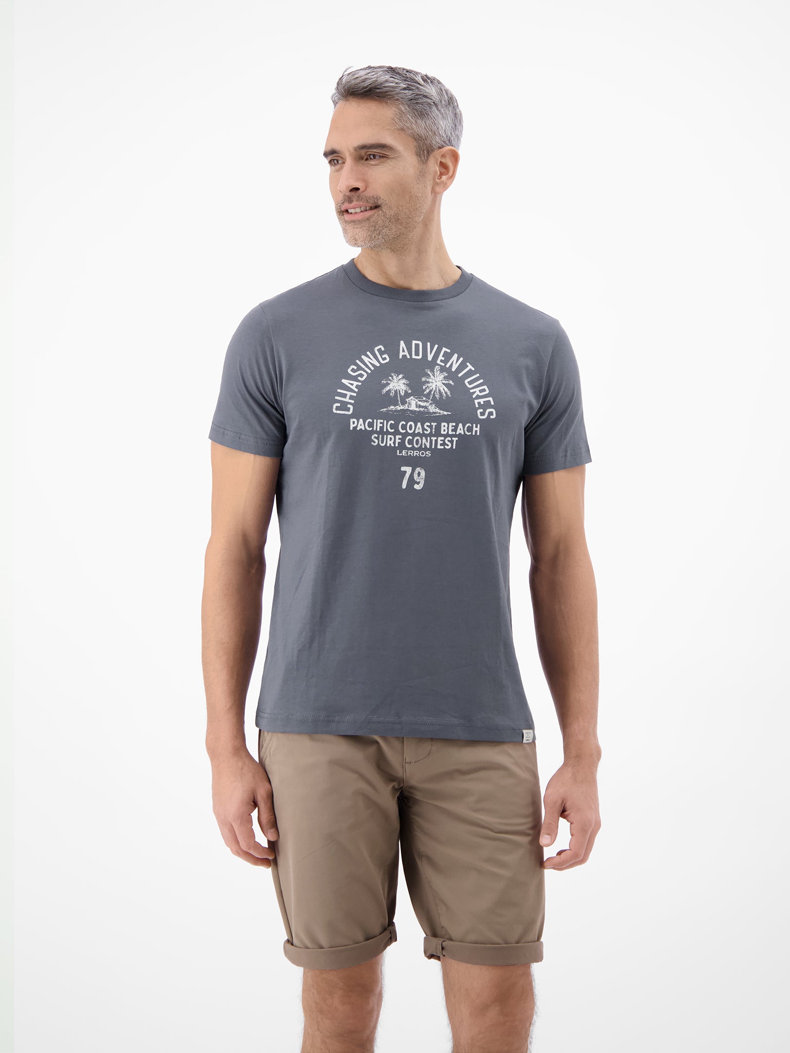Lerros Herren T-Shirts kurz Lava Grey