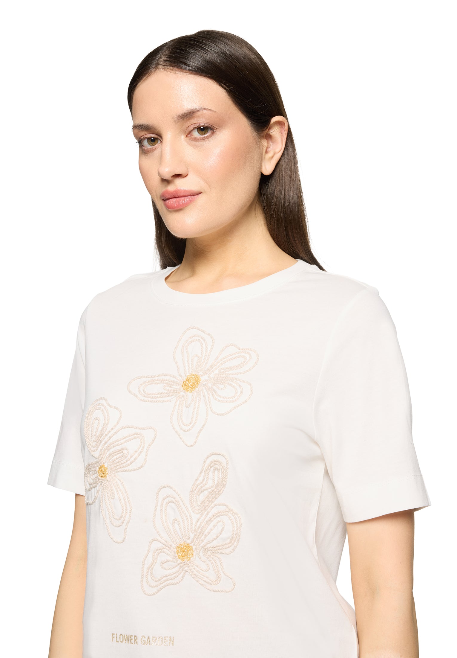 Cartoon Damen T-Shirts Patch Cream/Bei