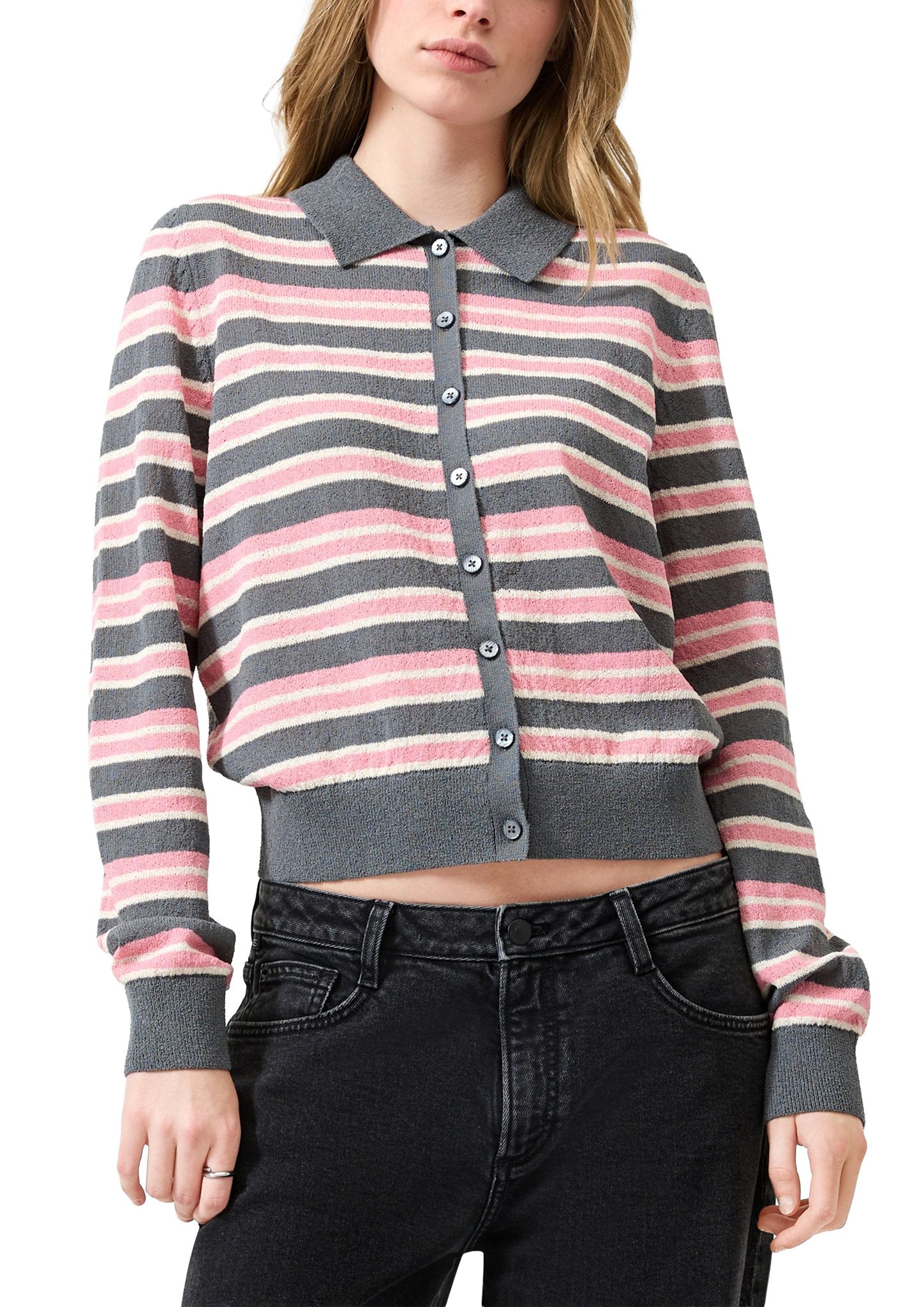 QS by S.Oliver Damen Strickjacken G Grey/Black