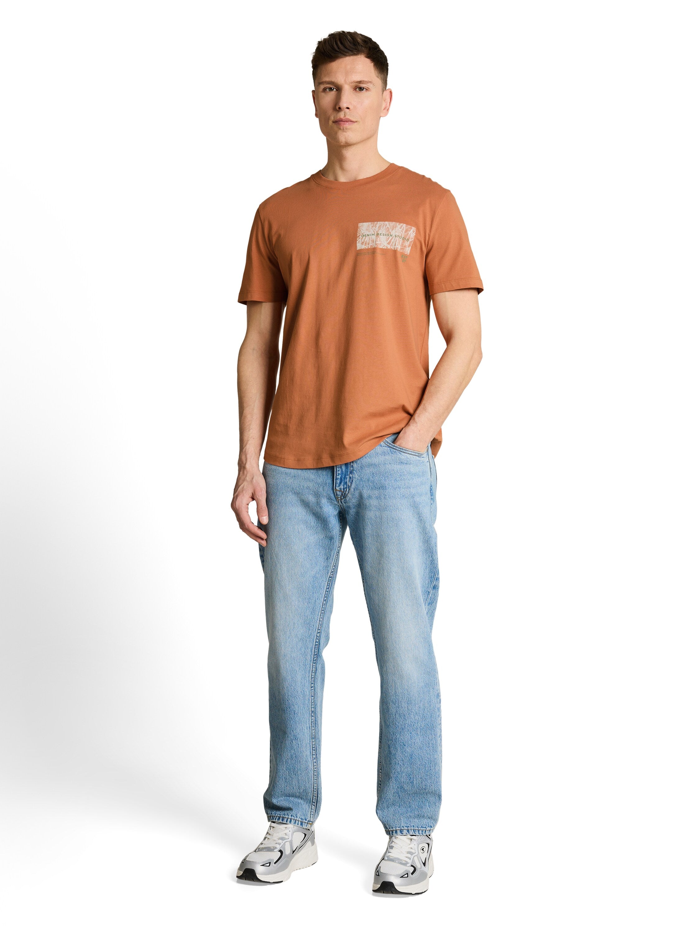Tom Tailor denim Herren T-Shirts kurz Faded Copper Or
