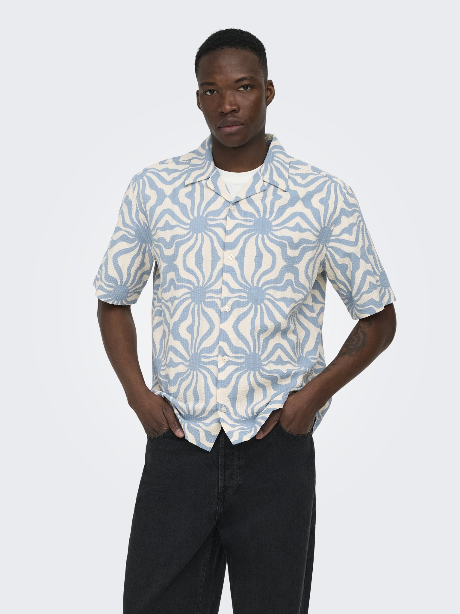 Only & Sons Herren Hemden lang Dusty Blue/Anti