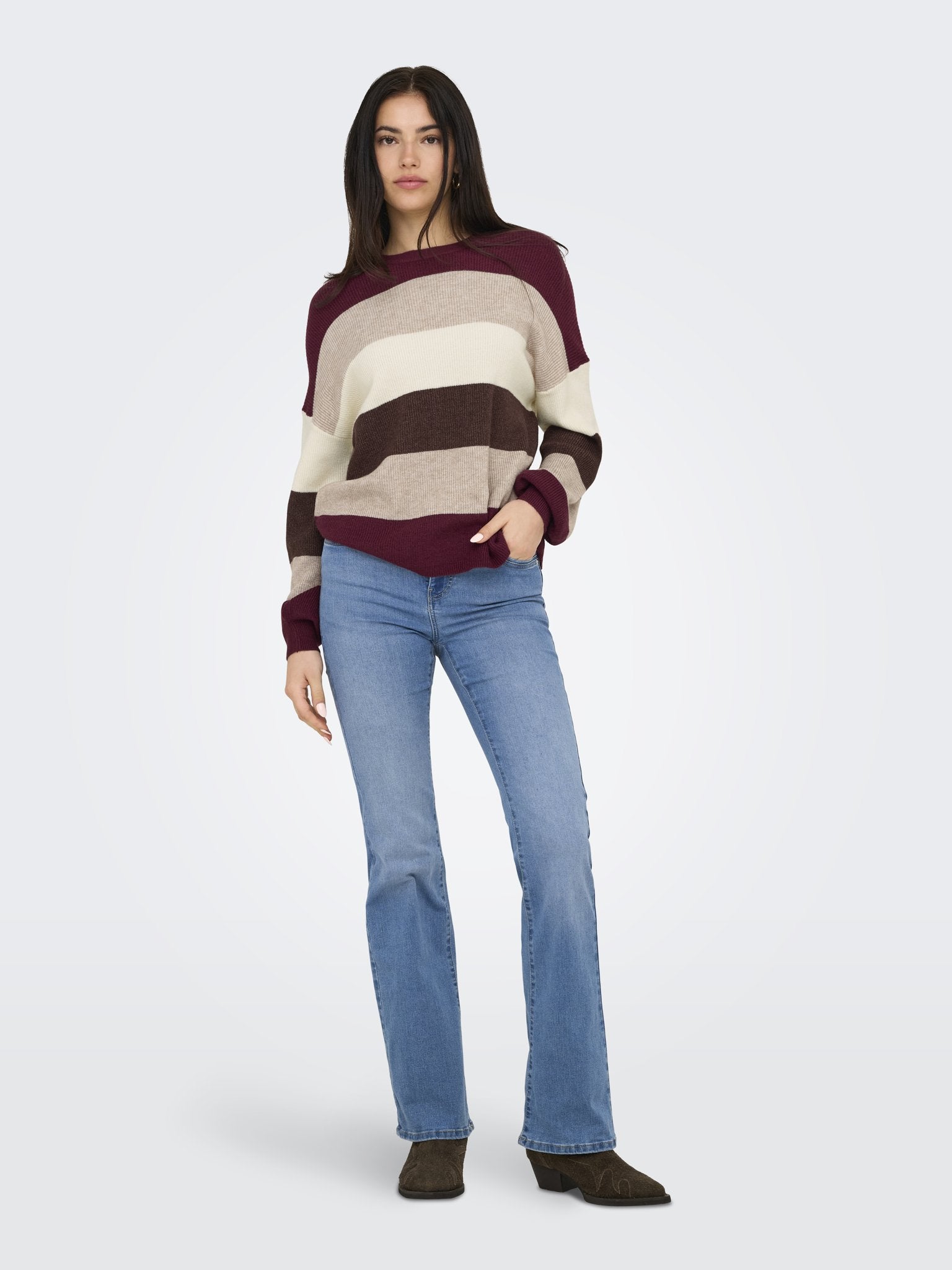 Only Damen Pullover Zinfandel/W. Wh