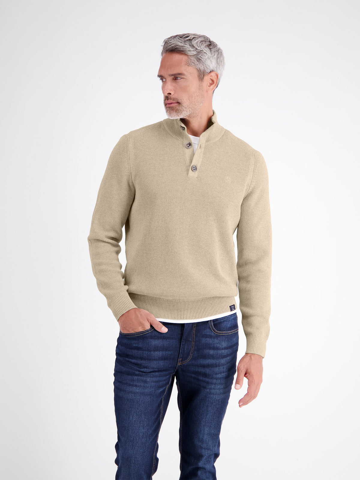 Lerros Herren Pullover Gravel Beige Me