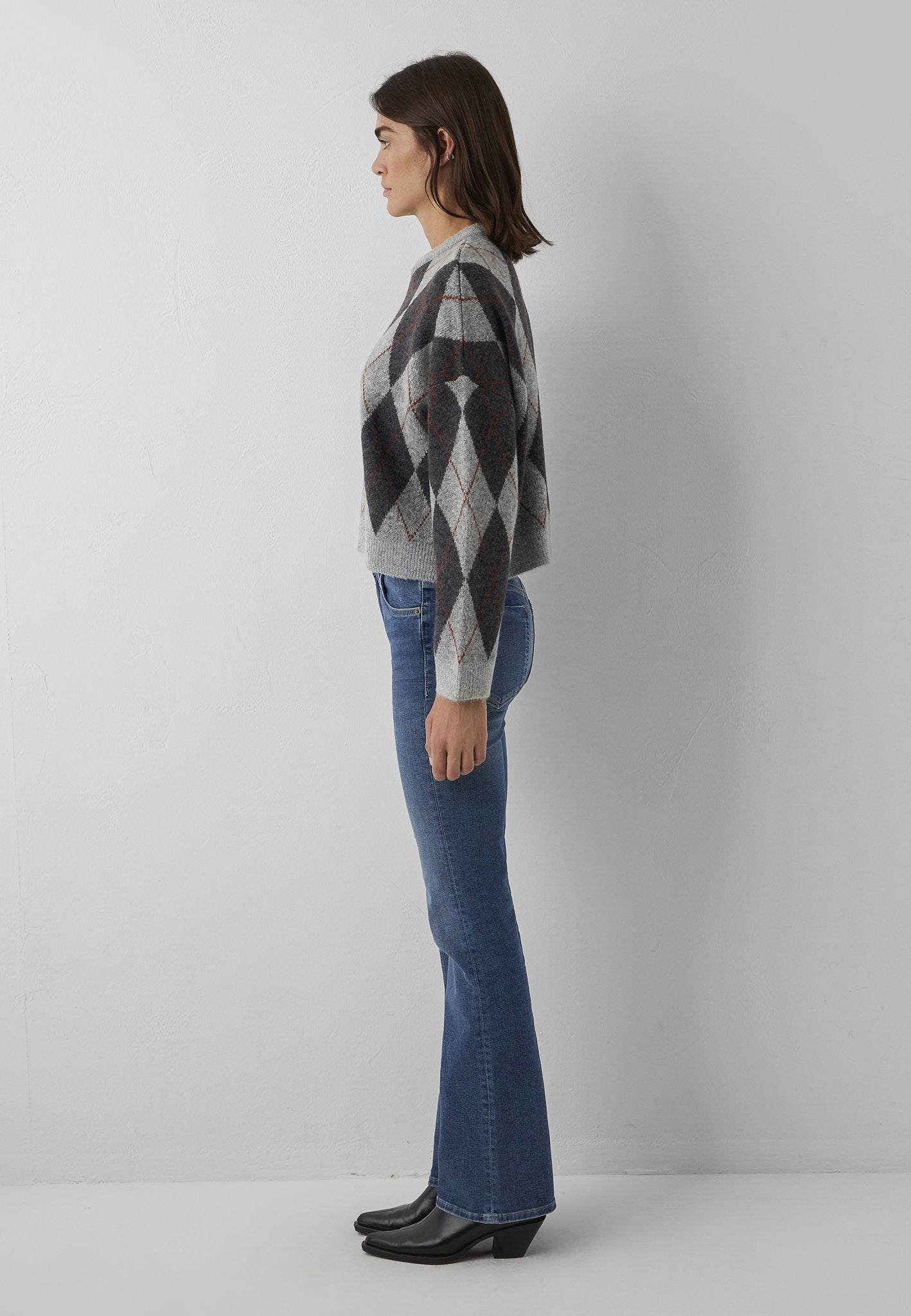 Mavi Damen Pullover Mid Grey Melang