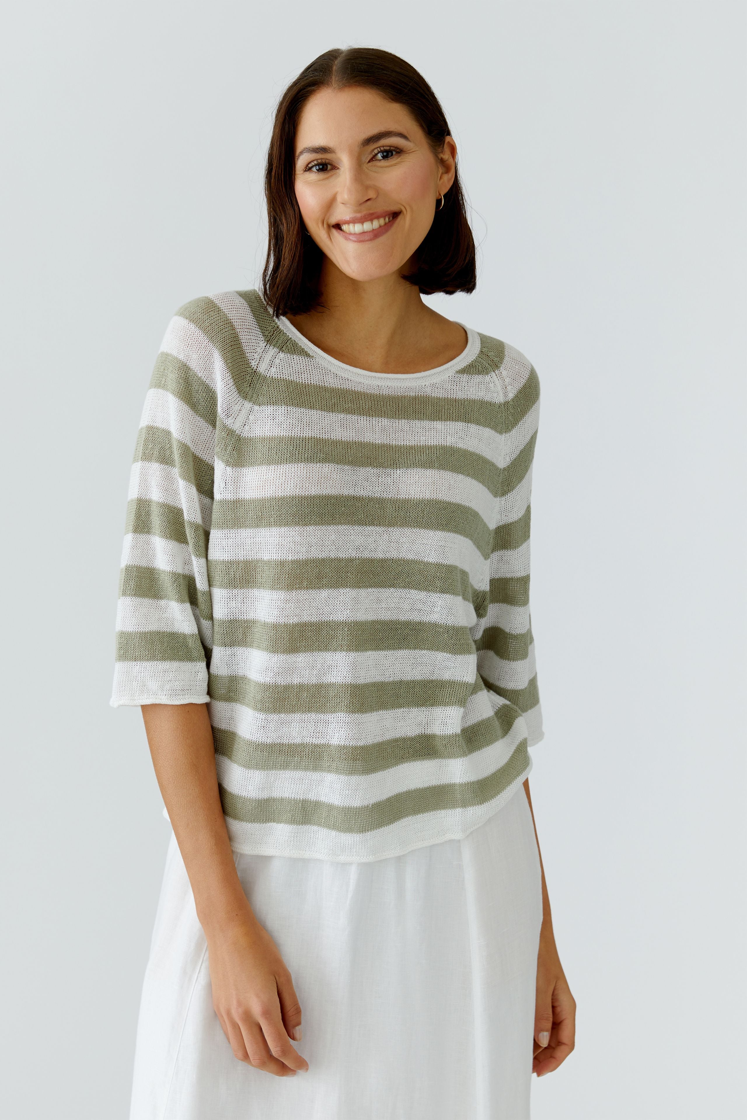 Oui Damen Pullover  White Gree
