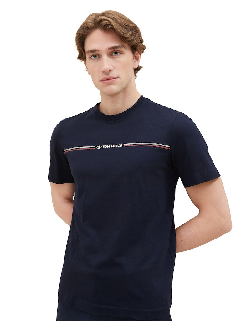 Tom Tailor Herren T-Shirts kurz Sky Captain Blu