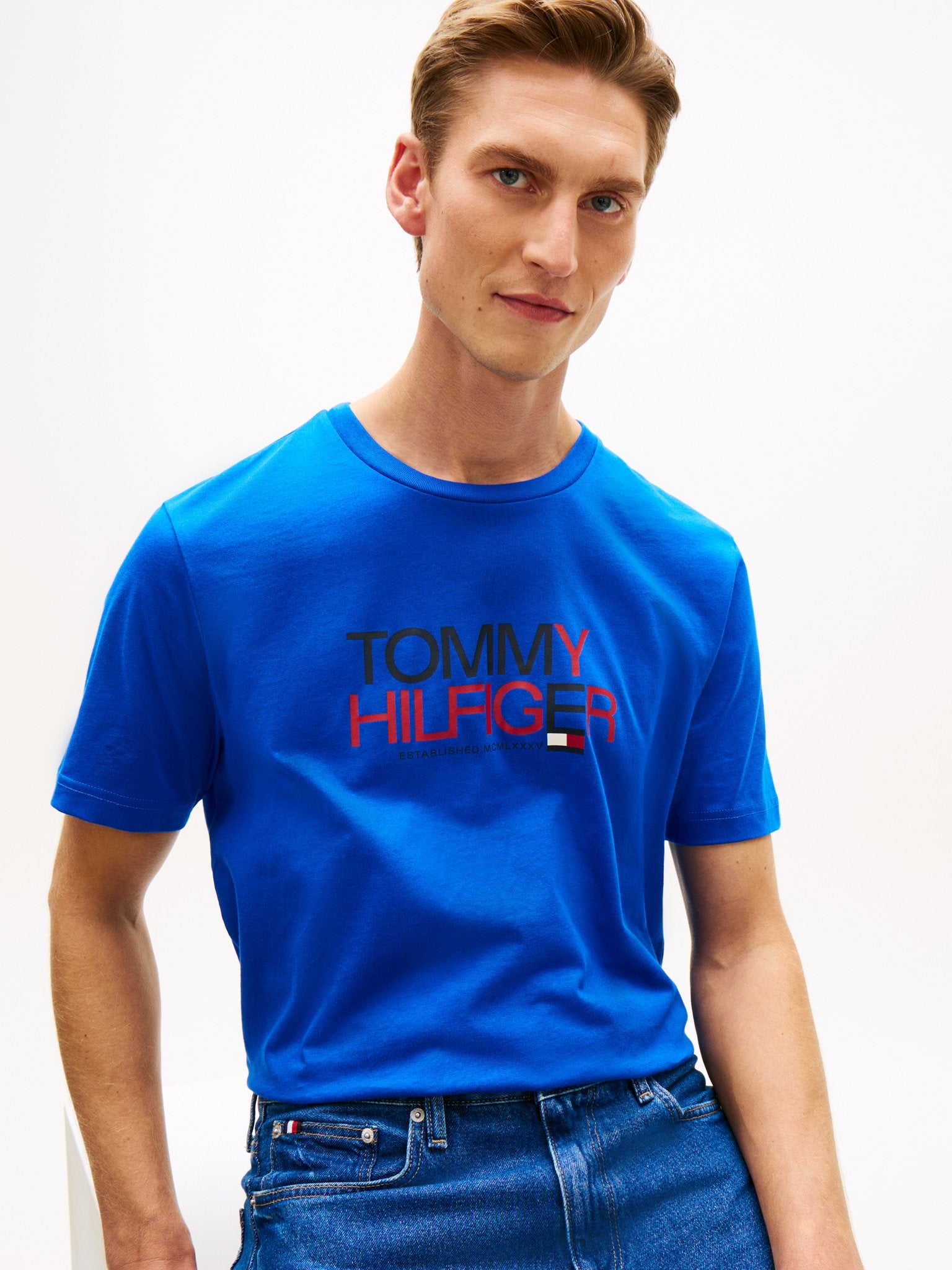 Tommy Hilfiger Herren T-Shirts kurz Cf Blue