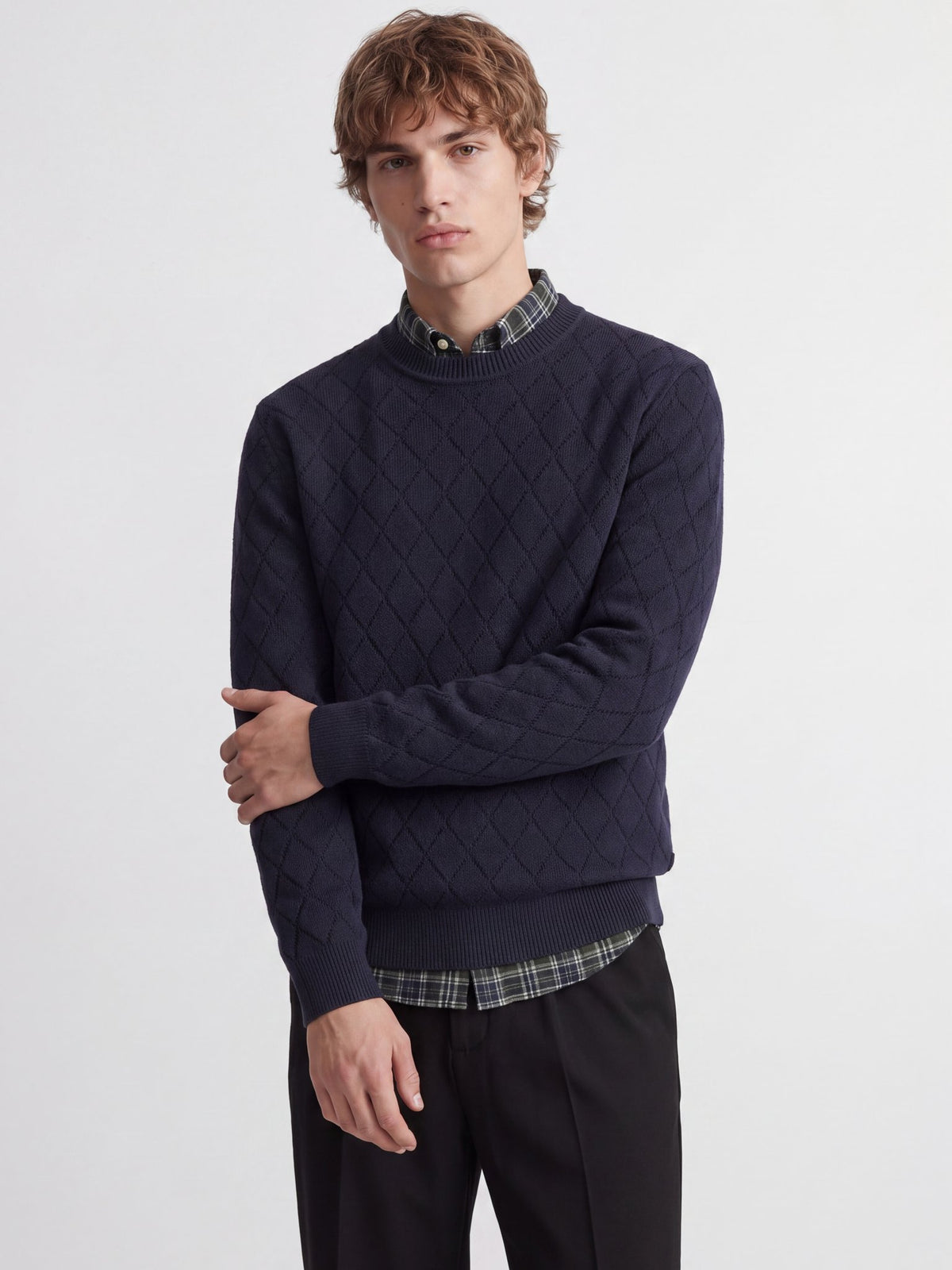 Jack & Jones Herren Pullover Night Sky/Argyl
